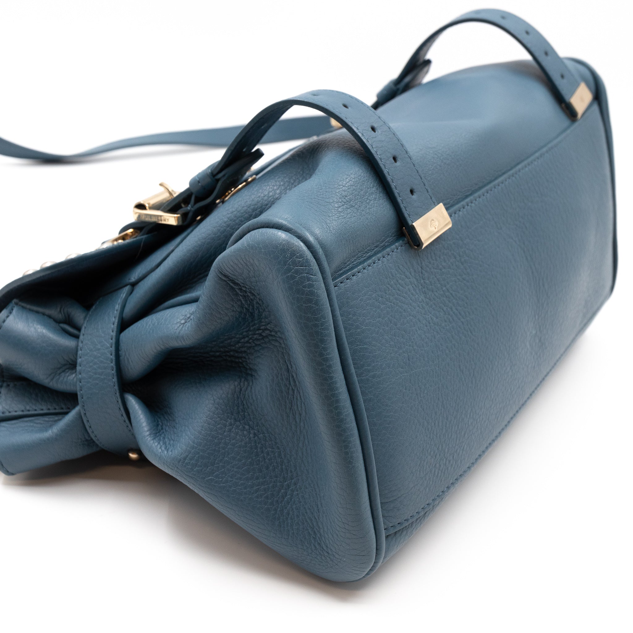 Alexa Studded Steel Blue Leather