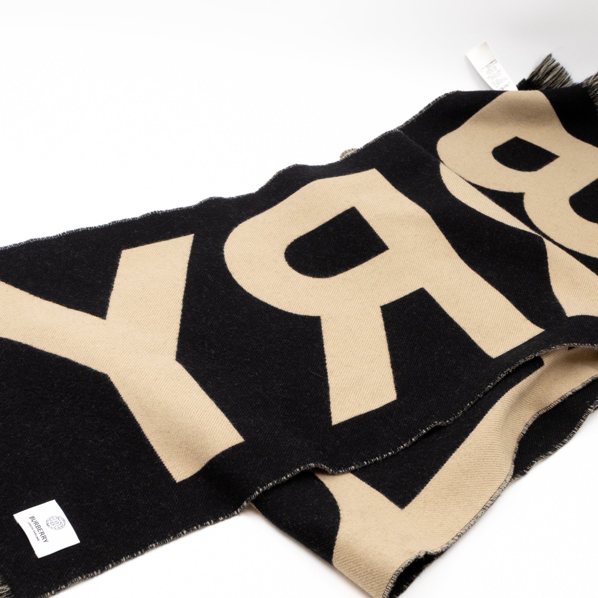 Burberry Logo Football Scarf Black Beige