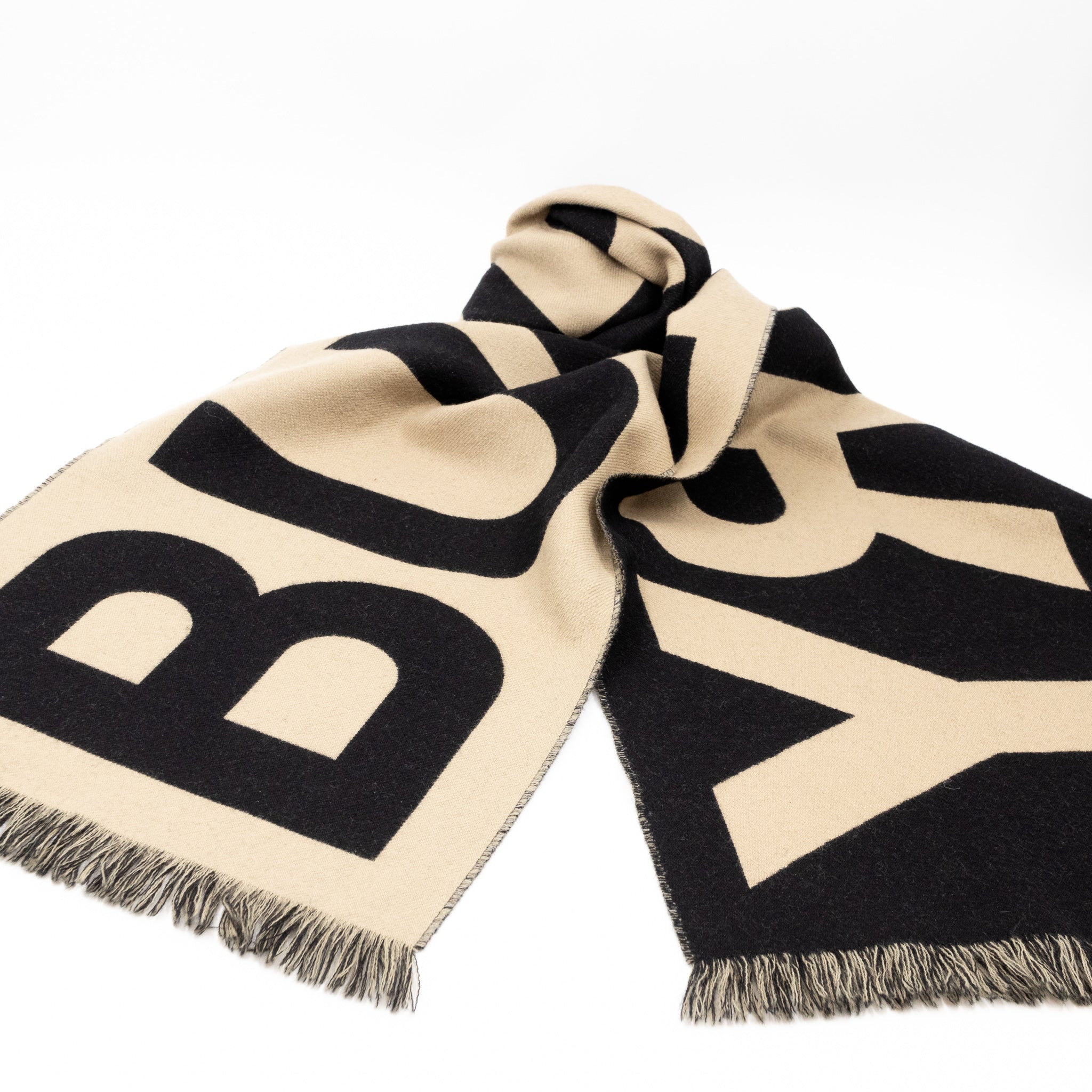 Burberry Logo Football Scarf Black Beige