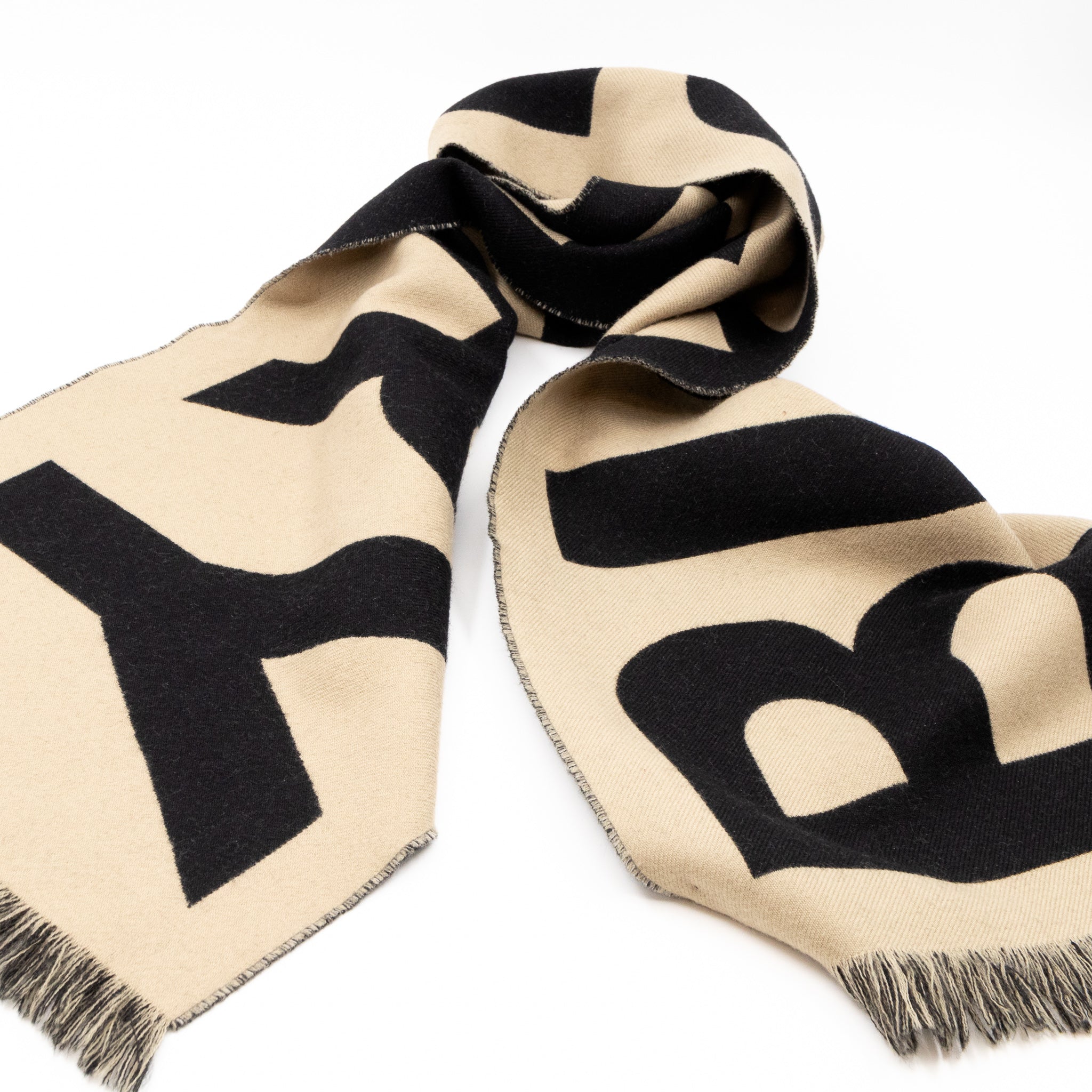 Burberry Logo Football Scarf Black Beige
