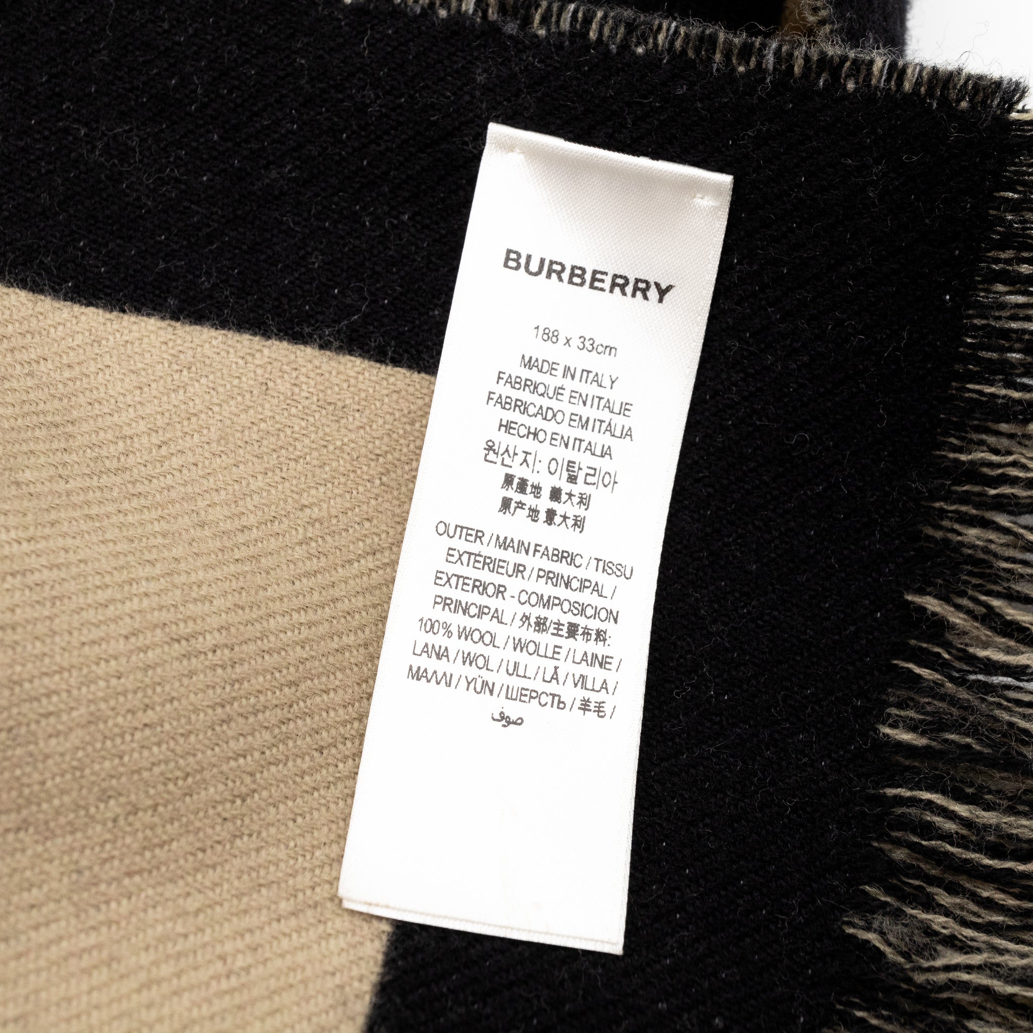 Burberry Logo Football Scarf Black Beige