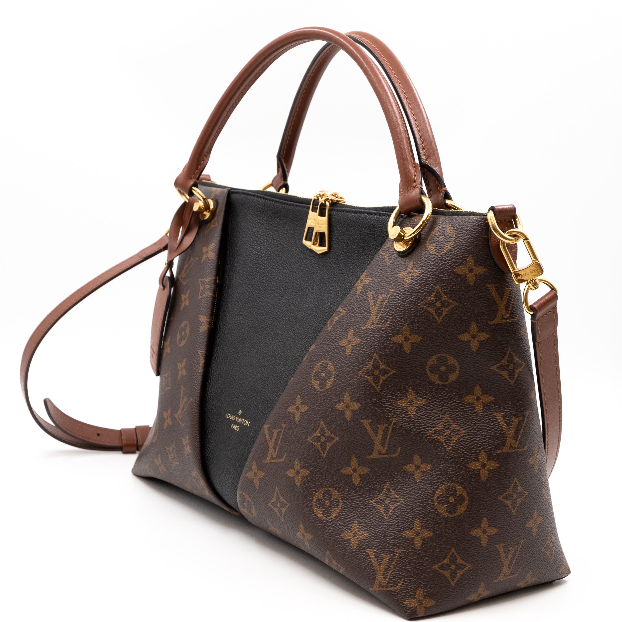 V Tote MM Monogram Noir Caramel