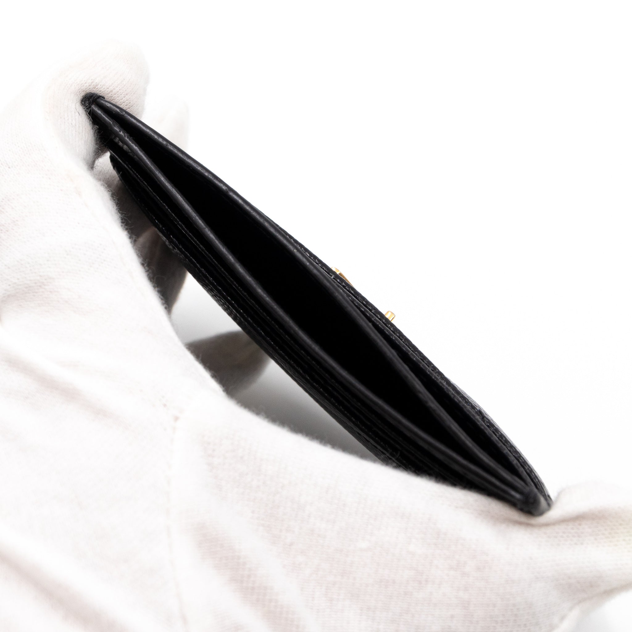 YSL Card Holder Black Leather