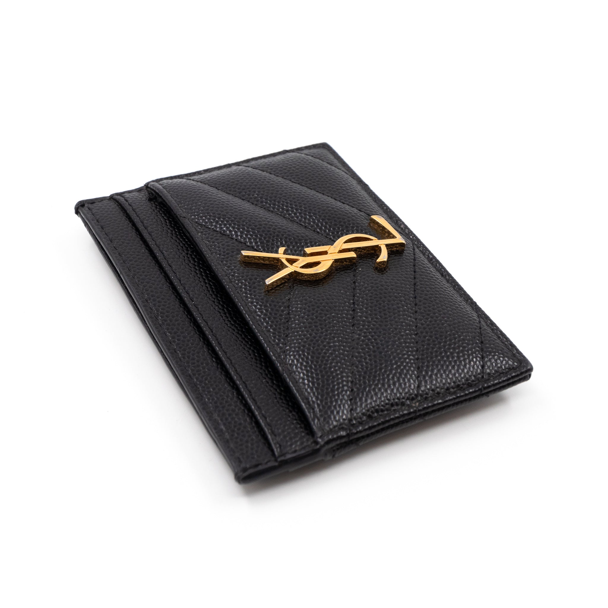 YSL Card Holder Black Leather