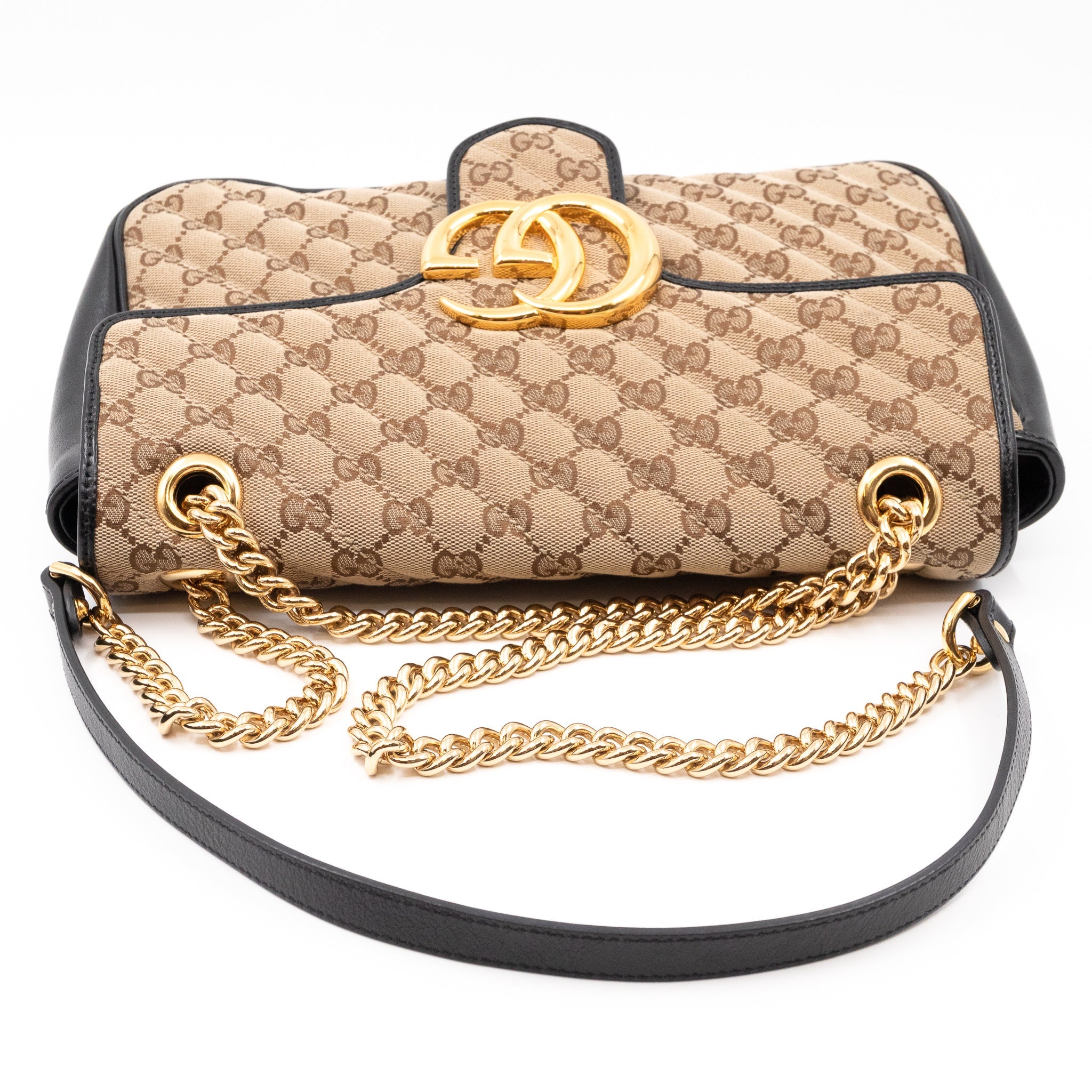 GG Marmont Medium Shoulder Bag Beige Canvas