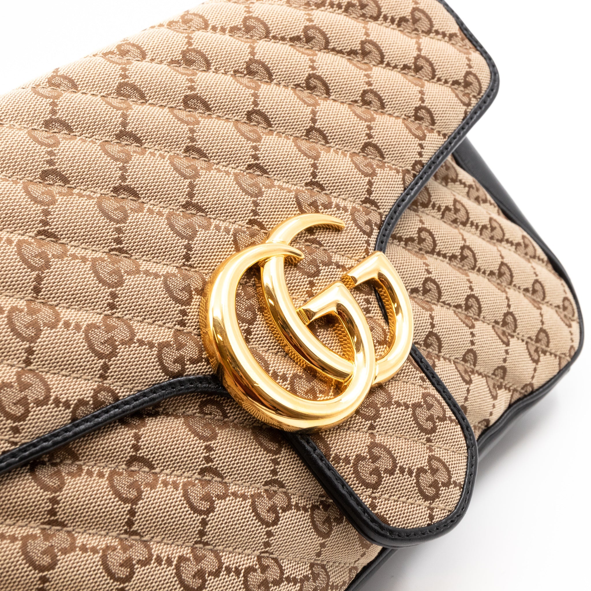 GG Marmont Medium Shoulder Bag Beige Canvas