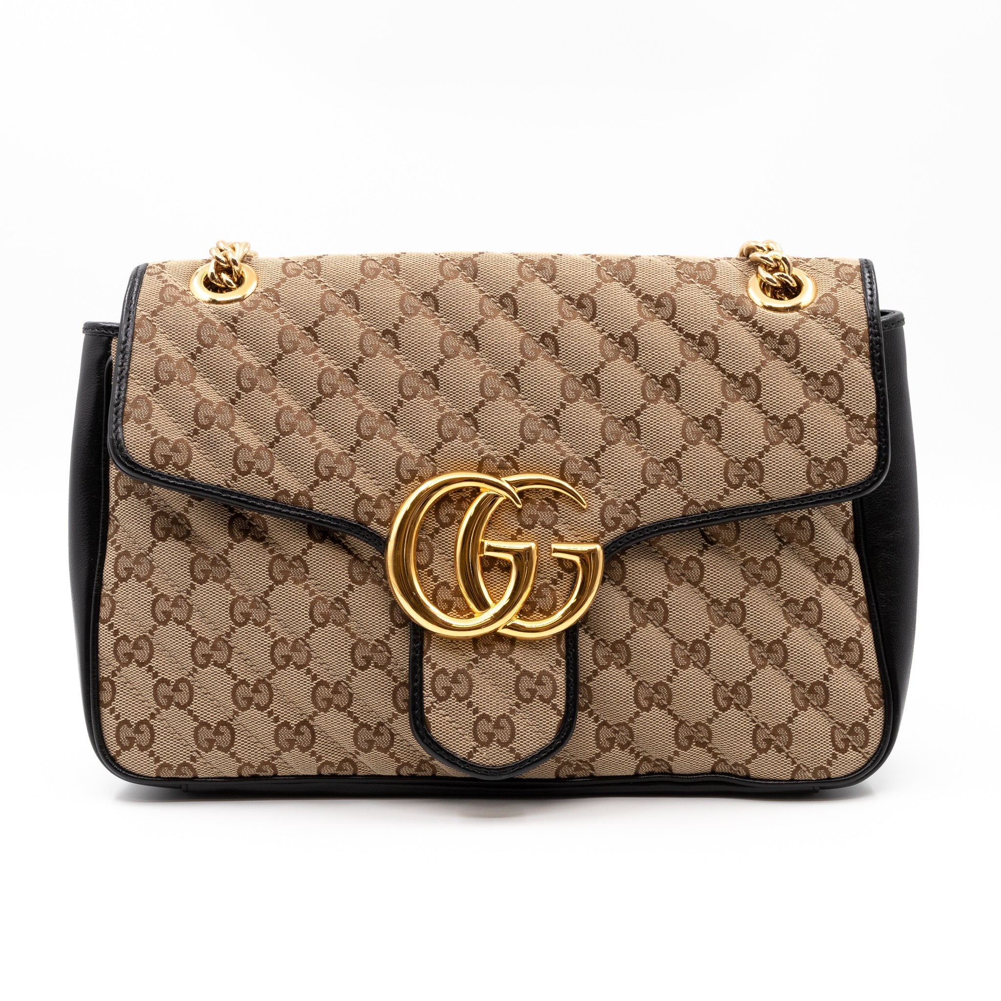 GG Marmont Medium Shoulder Bag Beige Canvas