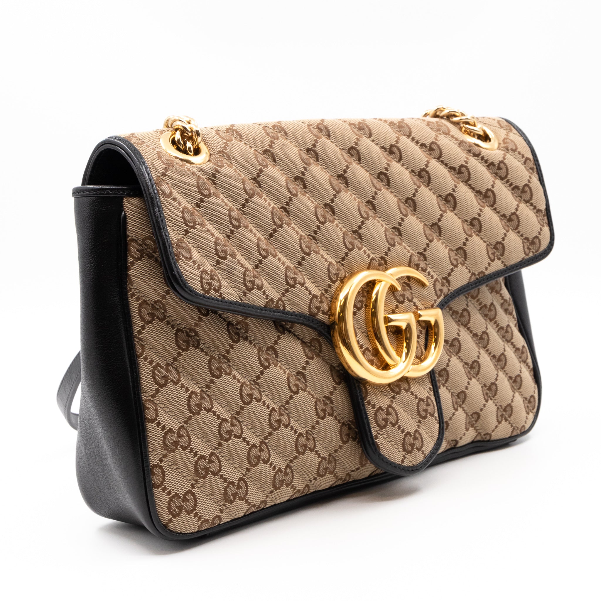 GG Marmont Medium Shoulder Bag Beige Canvas