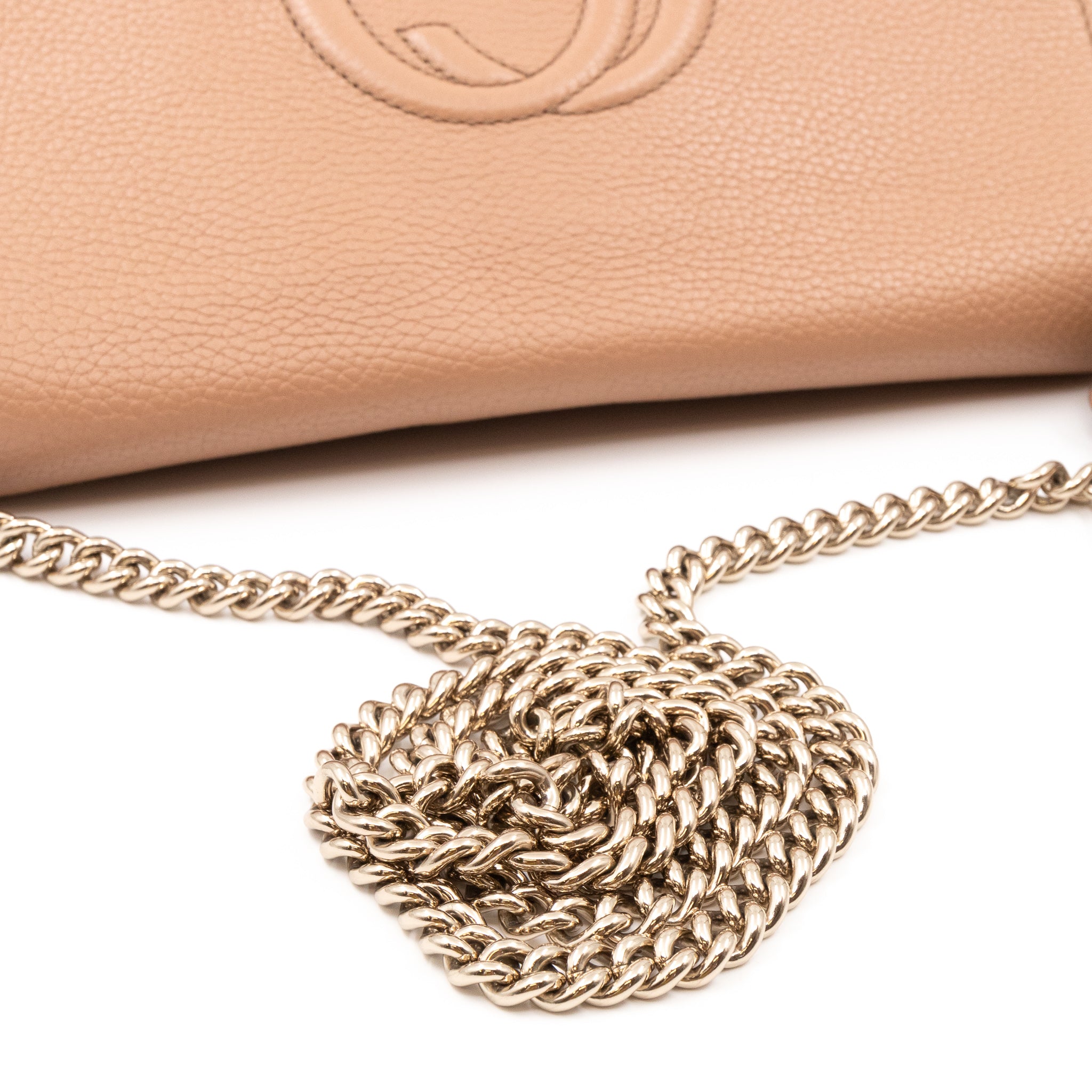 Soho Flap Chain Bag Beige Leather