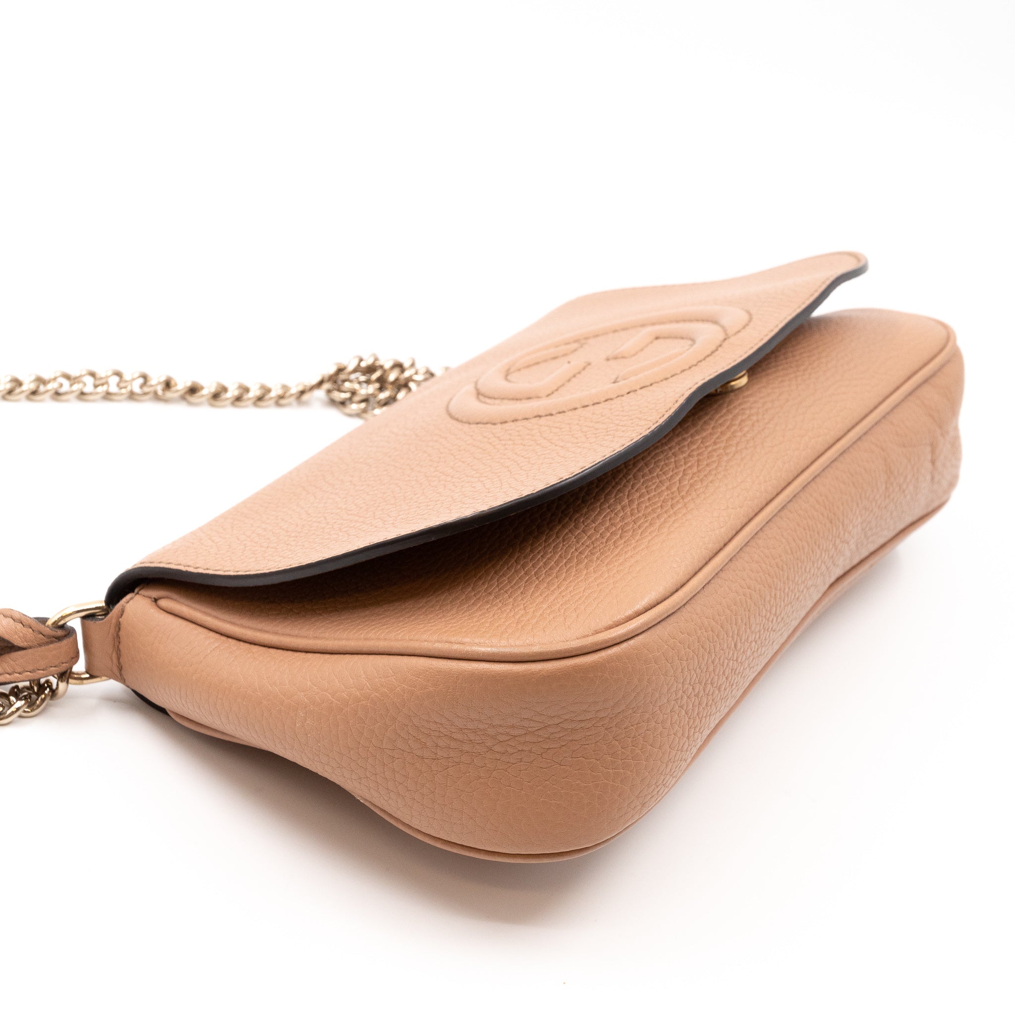 Soho Flap Chain Bag Beige Leather