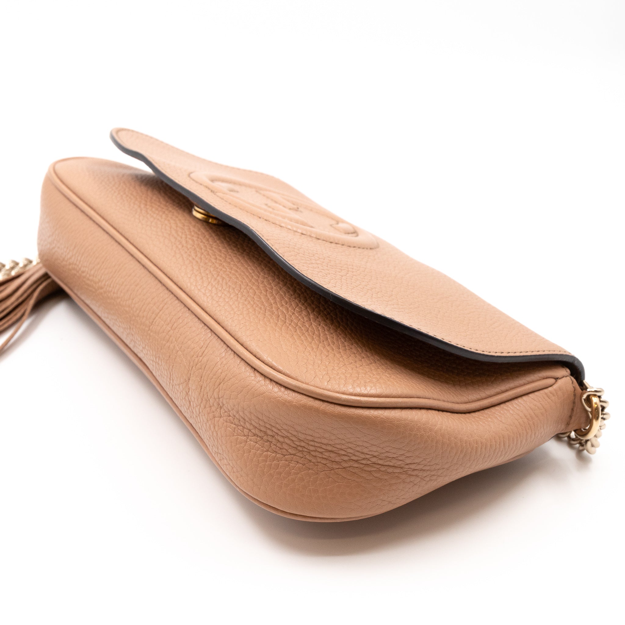 Soho Flap Chain Bag Beige Leather