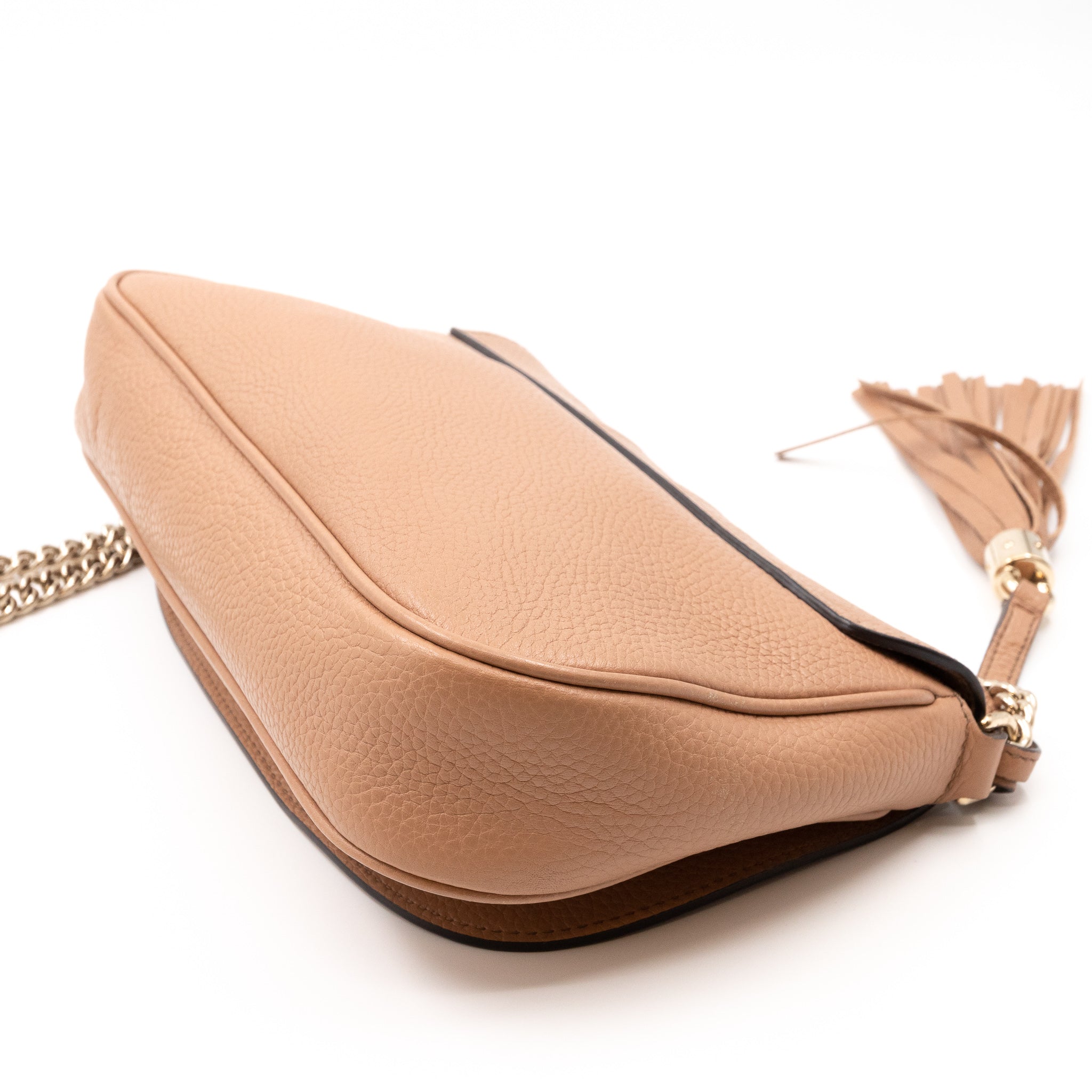 Soho Flap Chain Bag Beige Leather