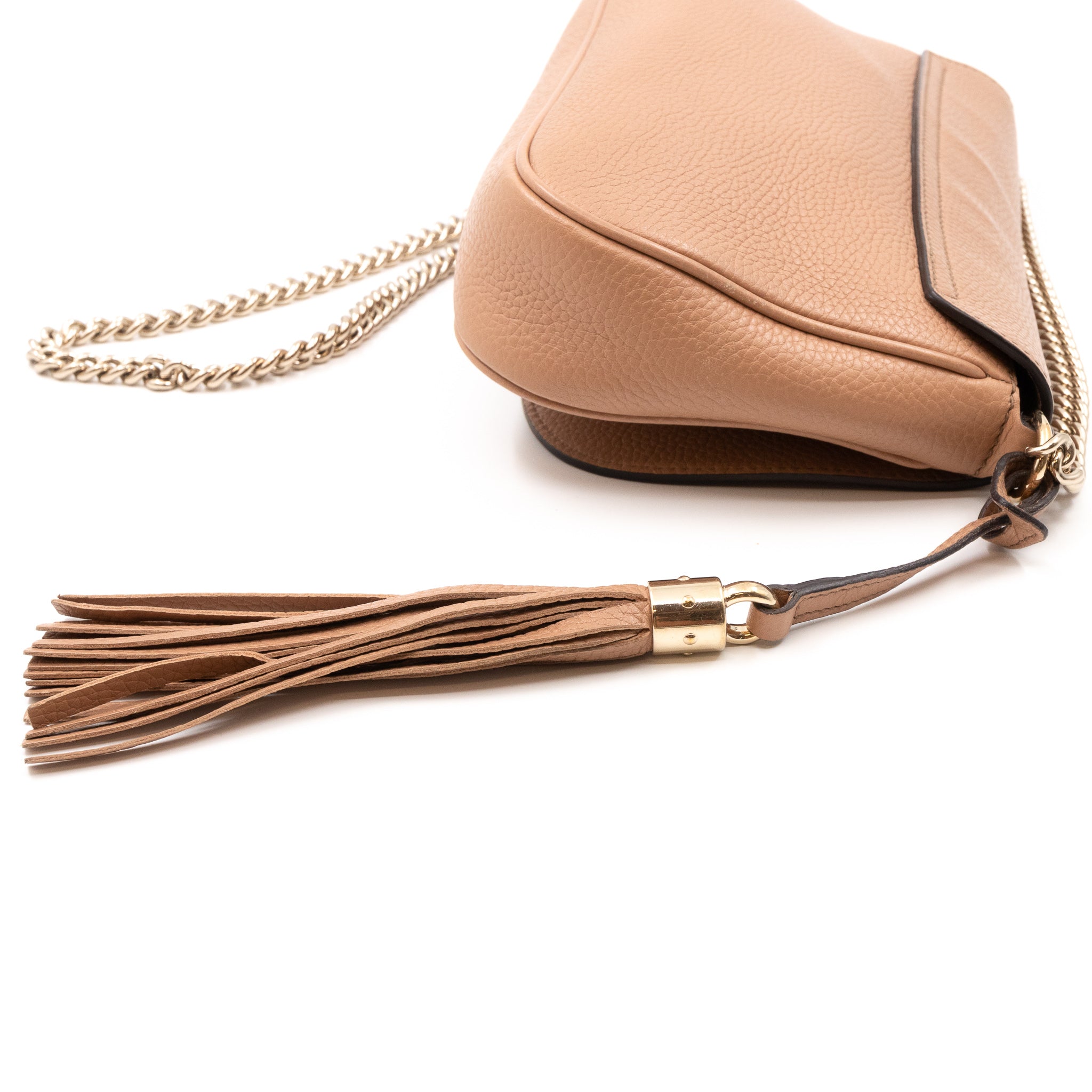 Soho Flap Chain Bag Beige Leather