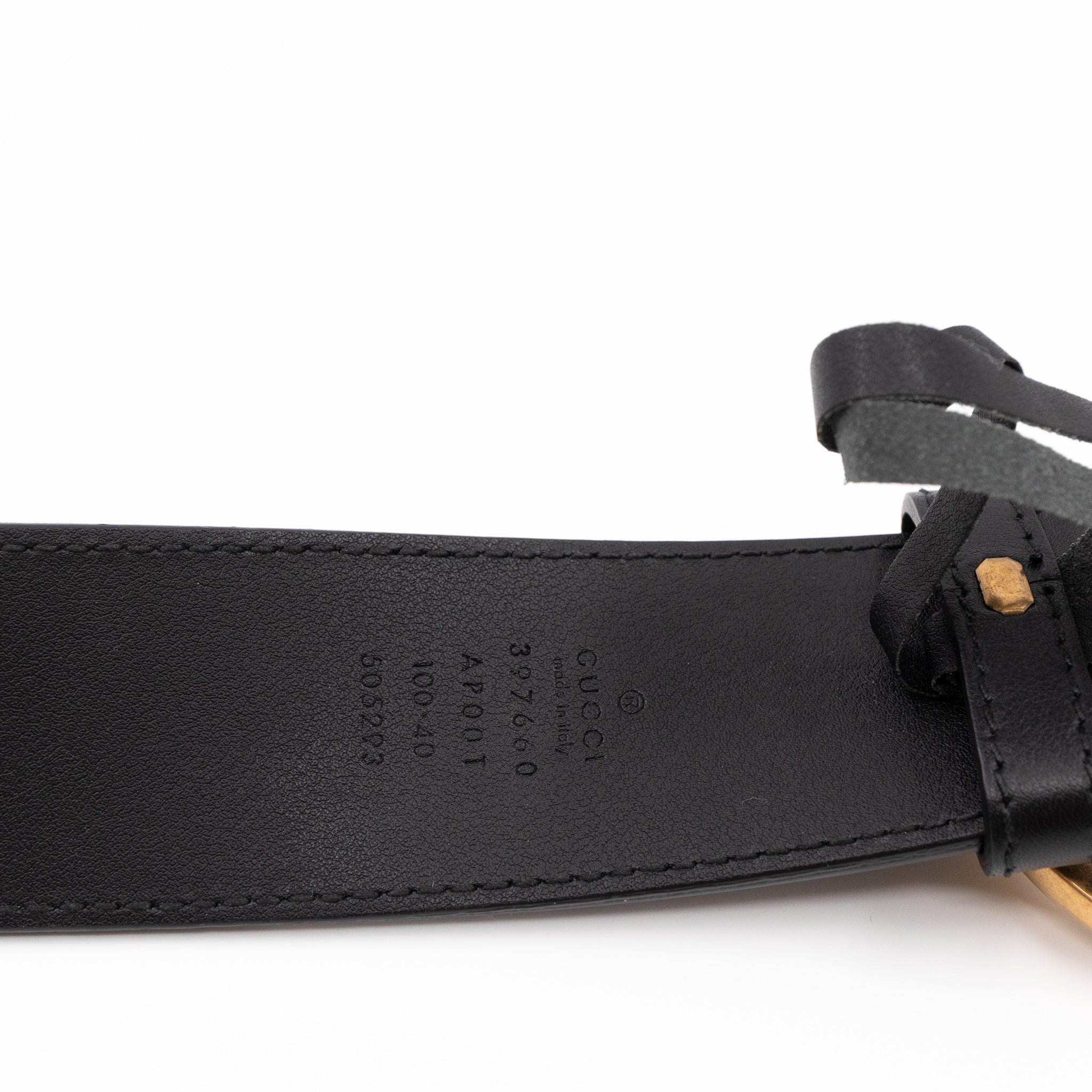 GG Marmont Wide Black Leather Belt 100 cm