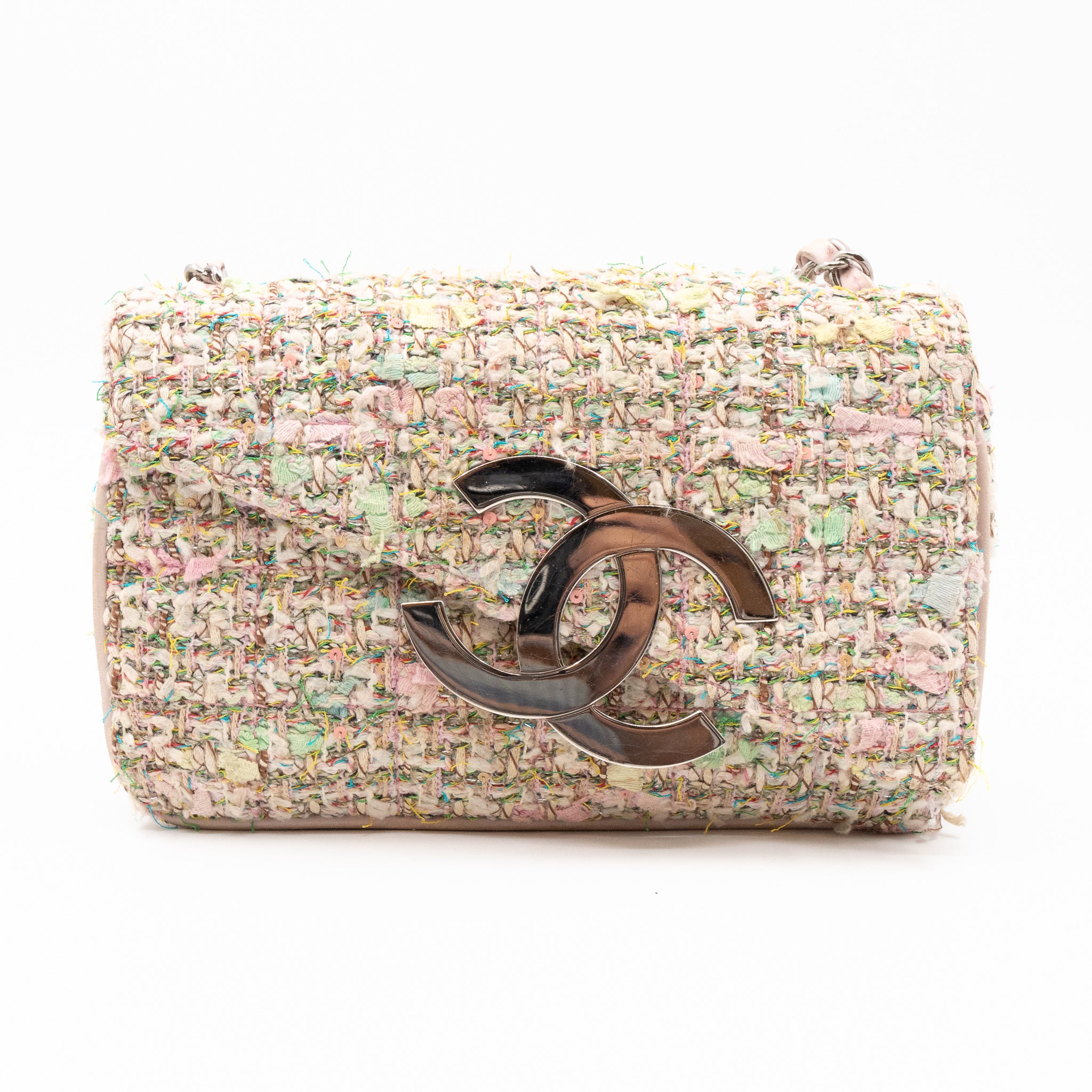 Small Diagonal Flap CC Shoulder Bag Tweed