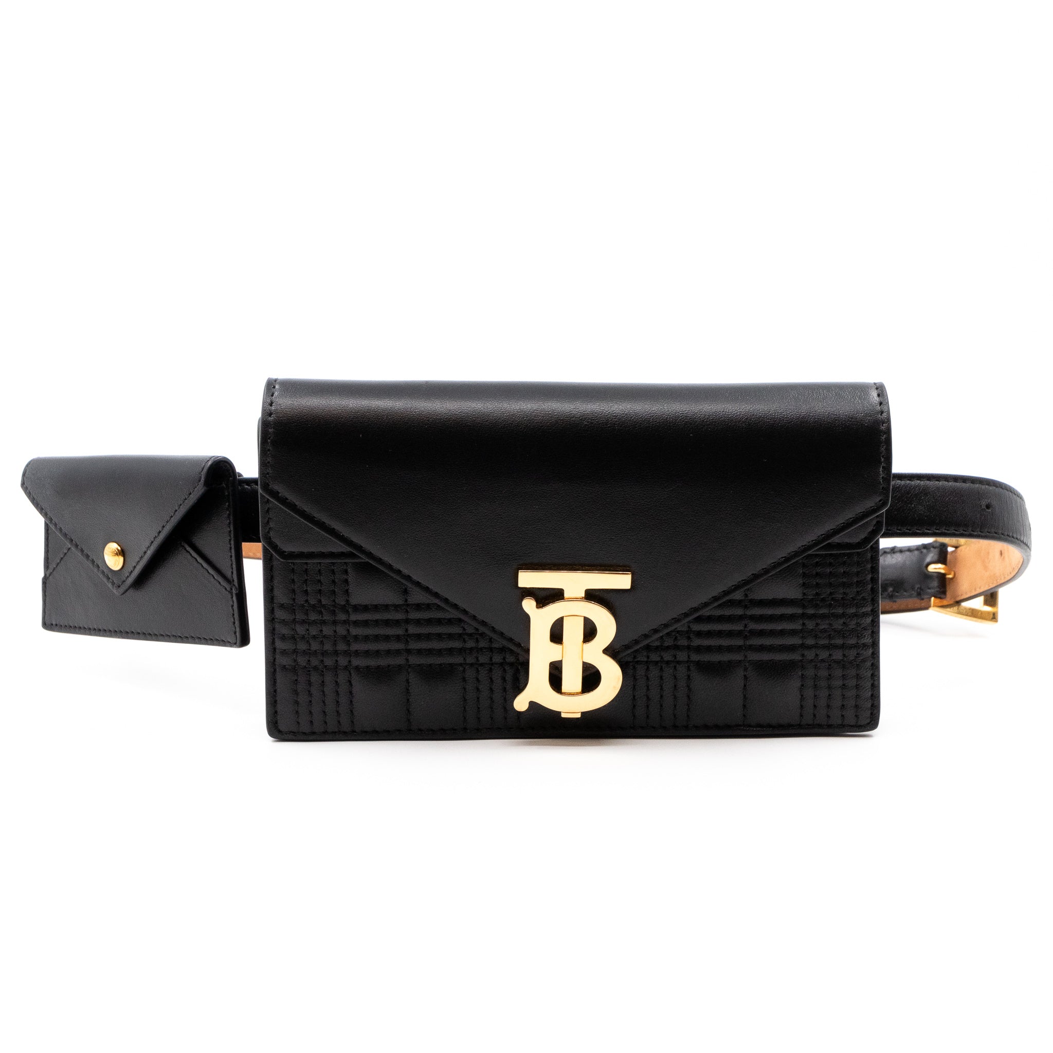 TB Envelope Belt Bag Quilted Black Leather