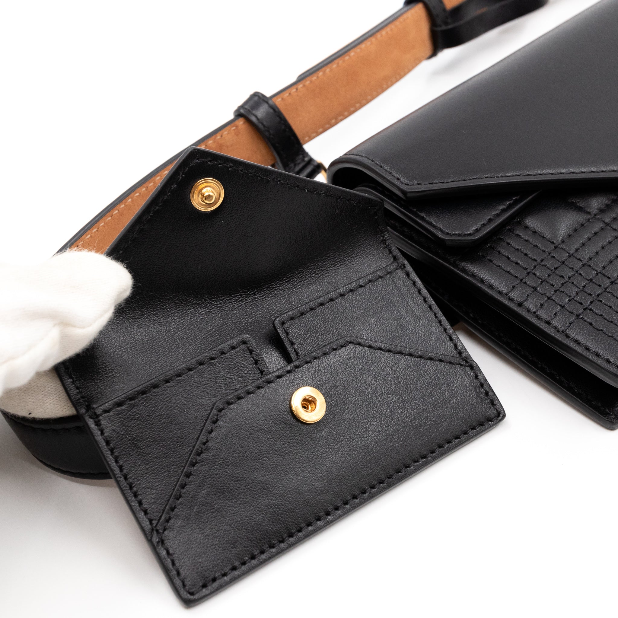 TB Envelope Belt Bag Quilted Black Leather