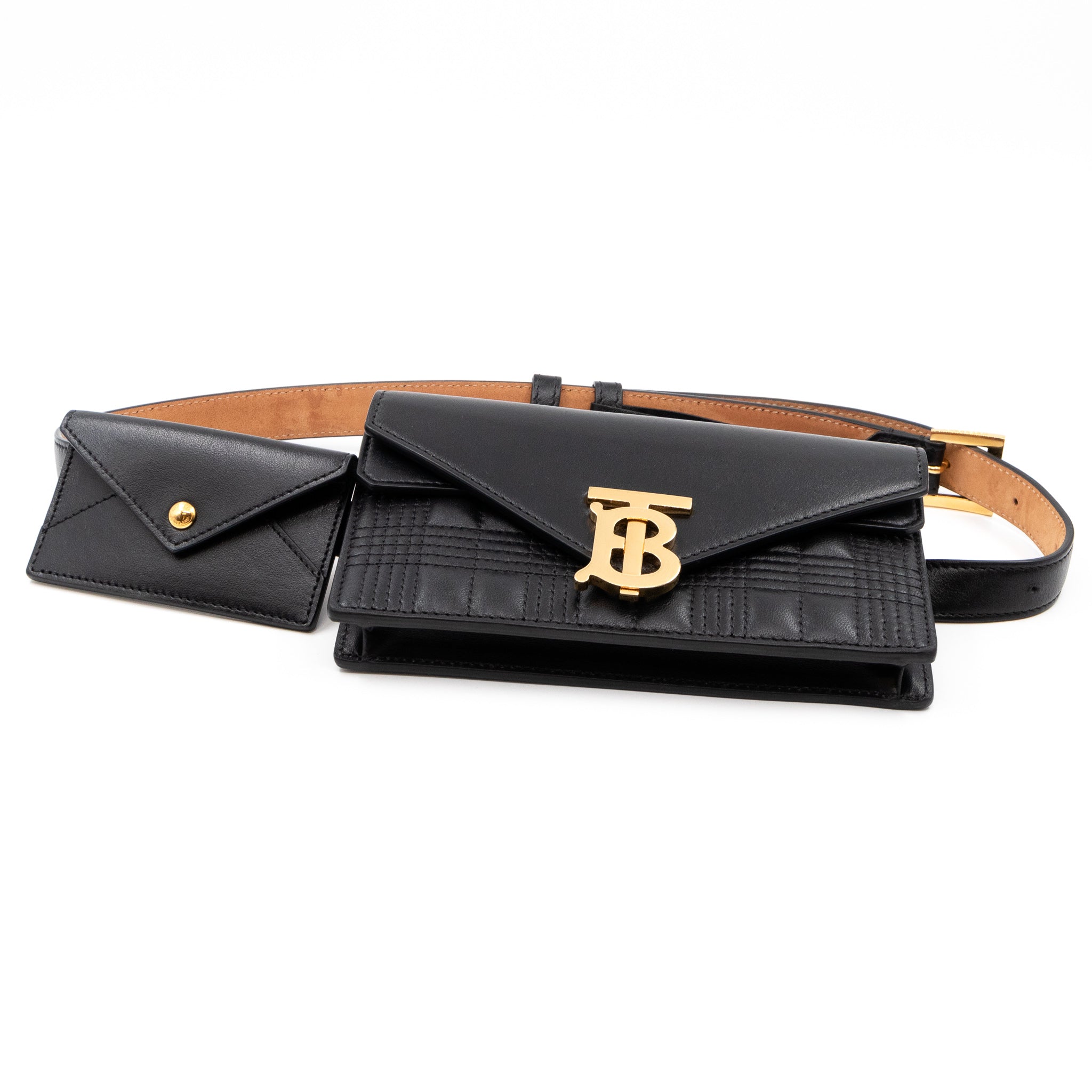 TB Envelope Belt Bag Quilted Black Leather