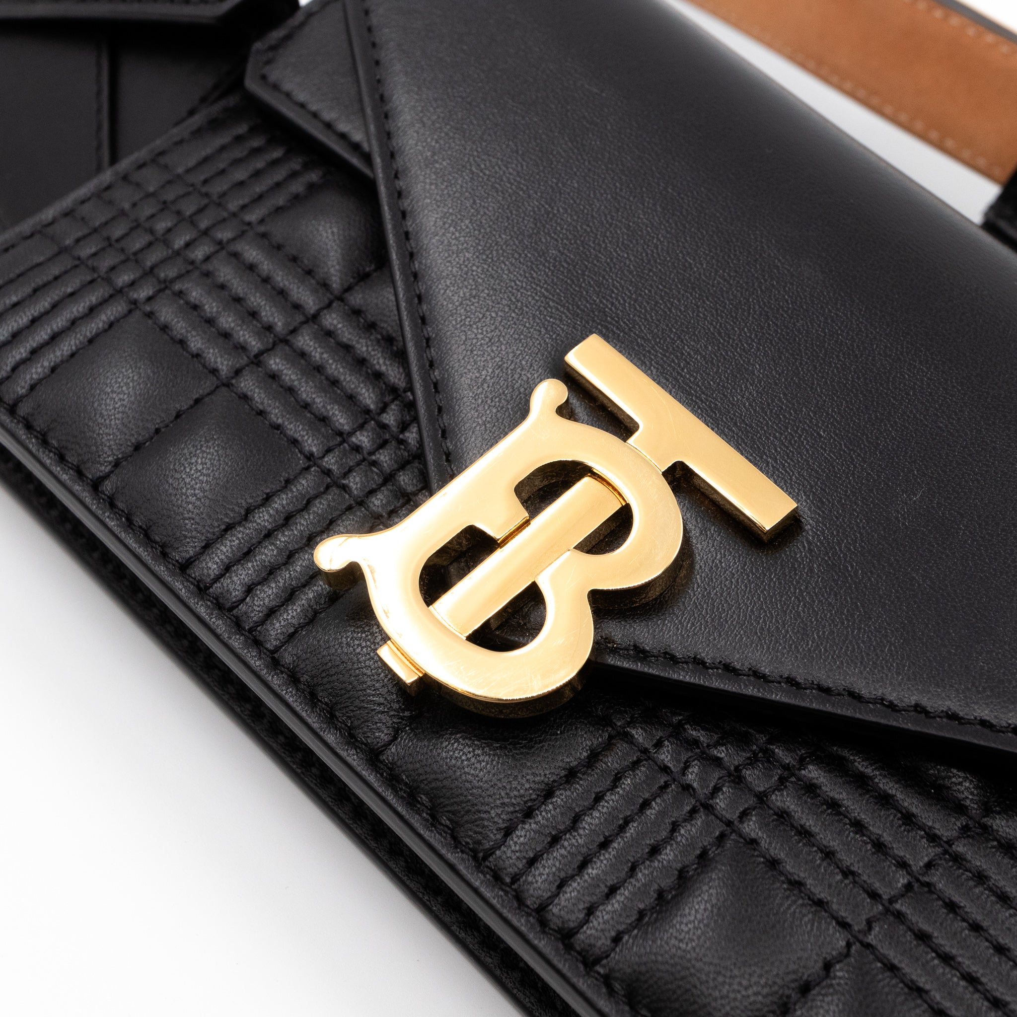 TB Envelope Belt Bag Quilted Black Leather