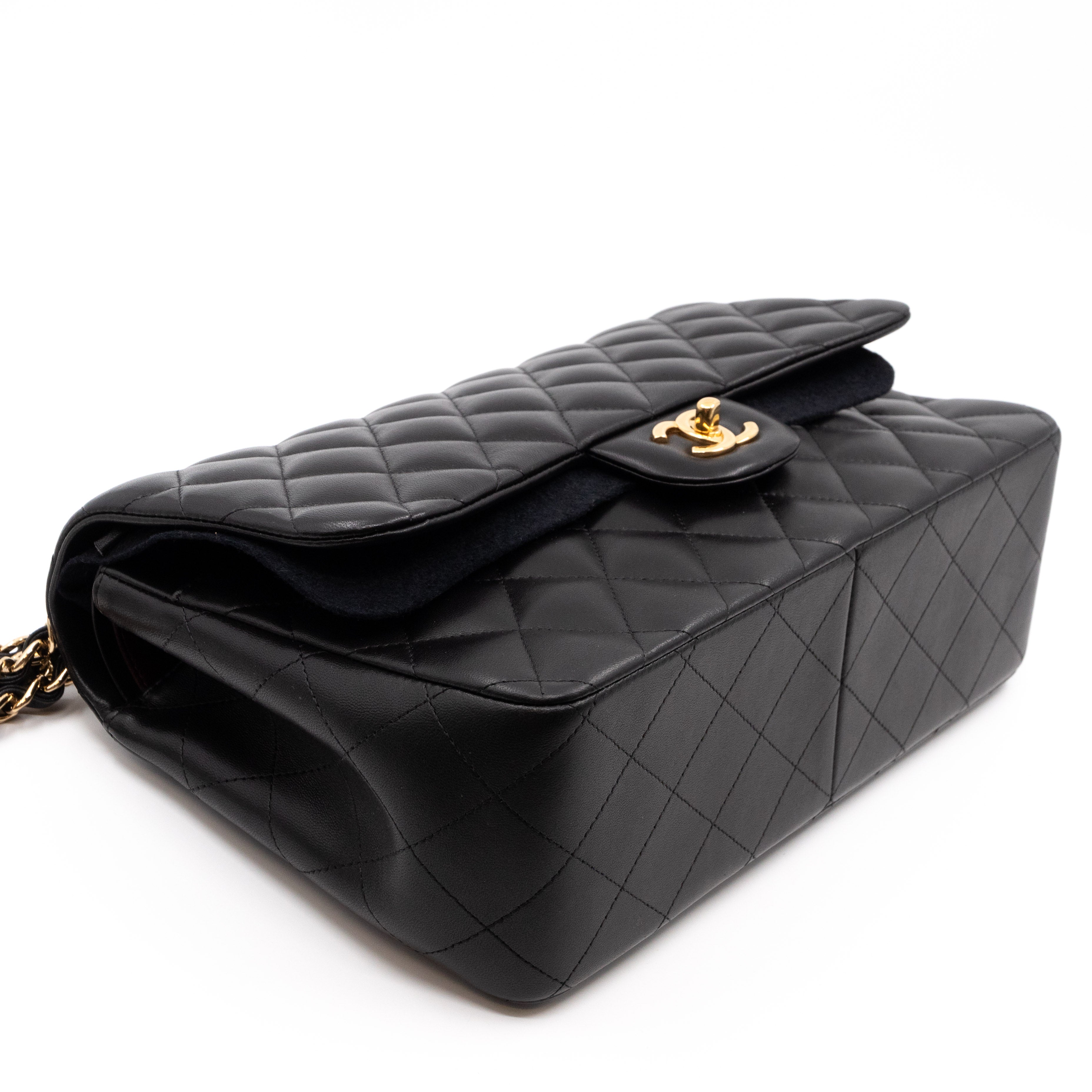 Classic Double Flap Jumbo Black Lambskin Gold