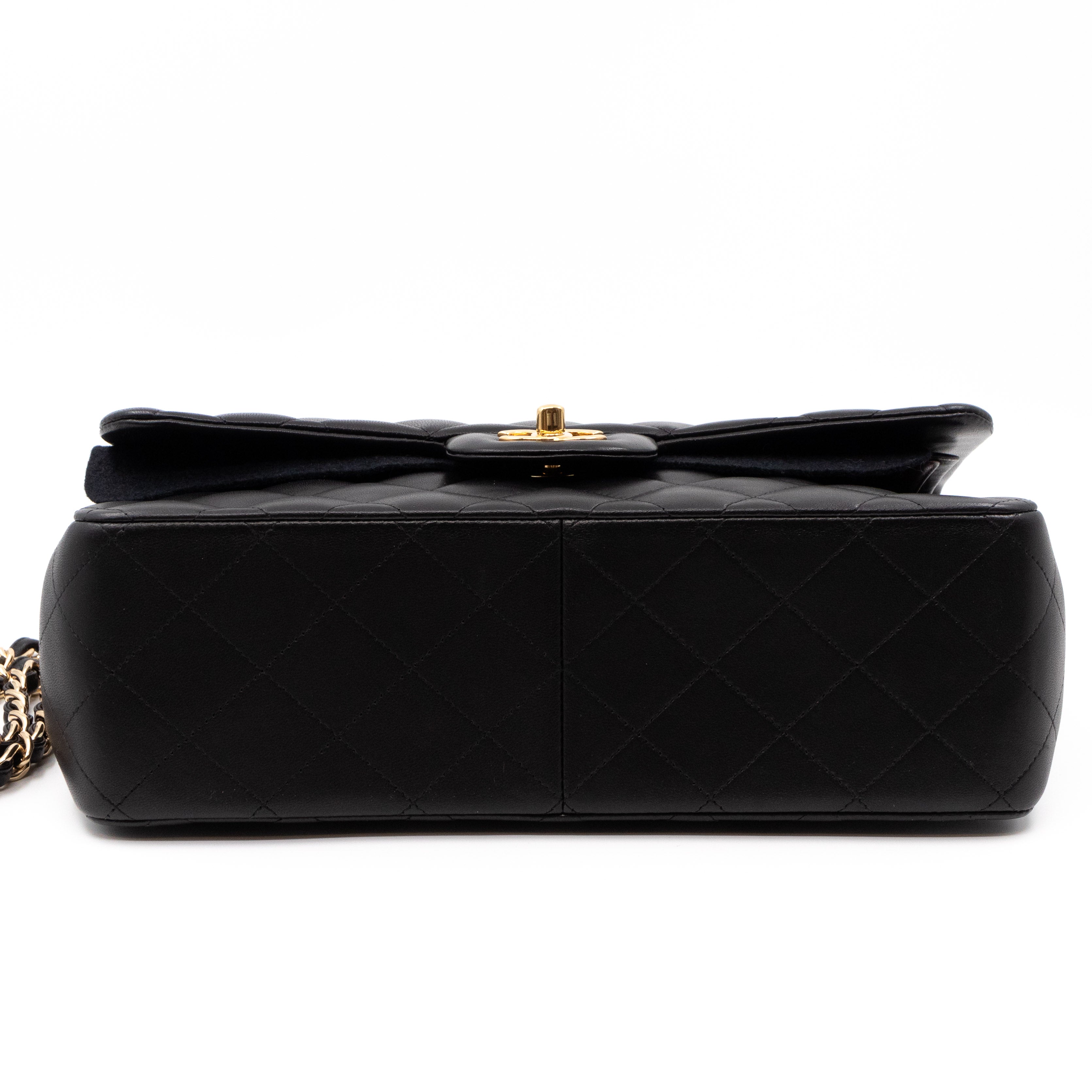 Classic Double Flap Jumbo Black Lambskin Gold