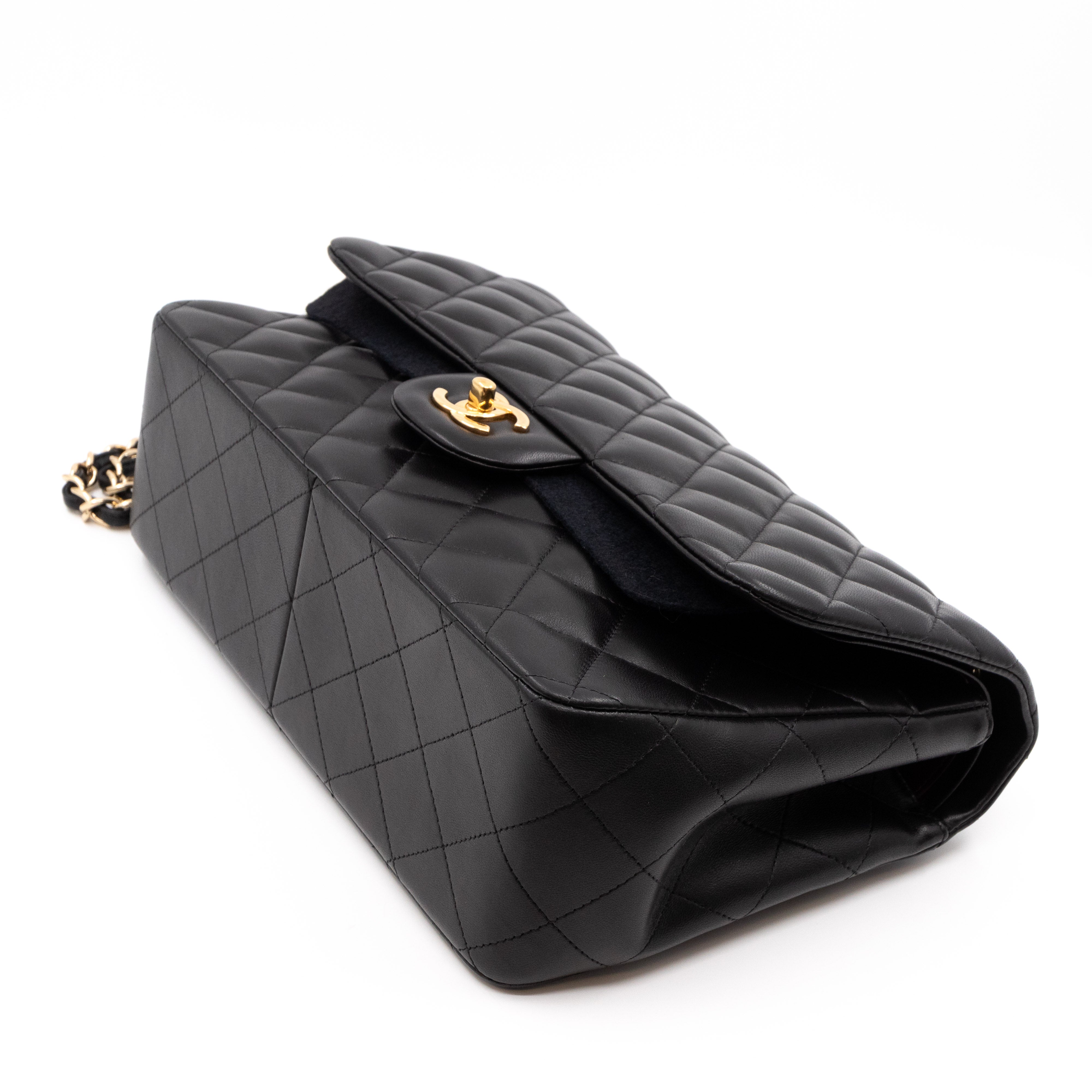 Classic Double Flap Jumbo Black Lambskin Gold