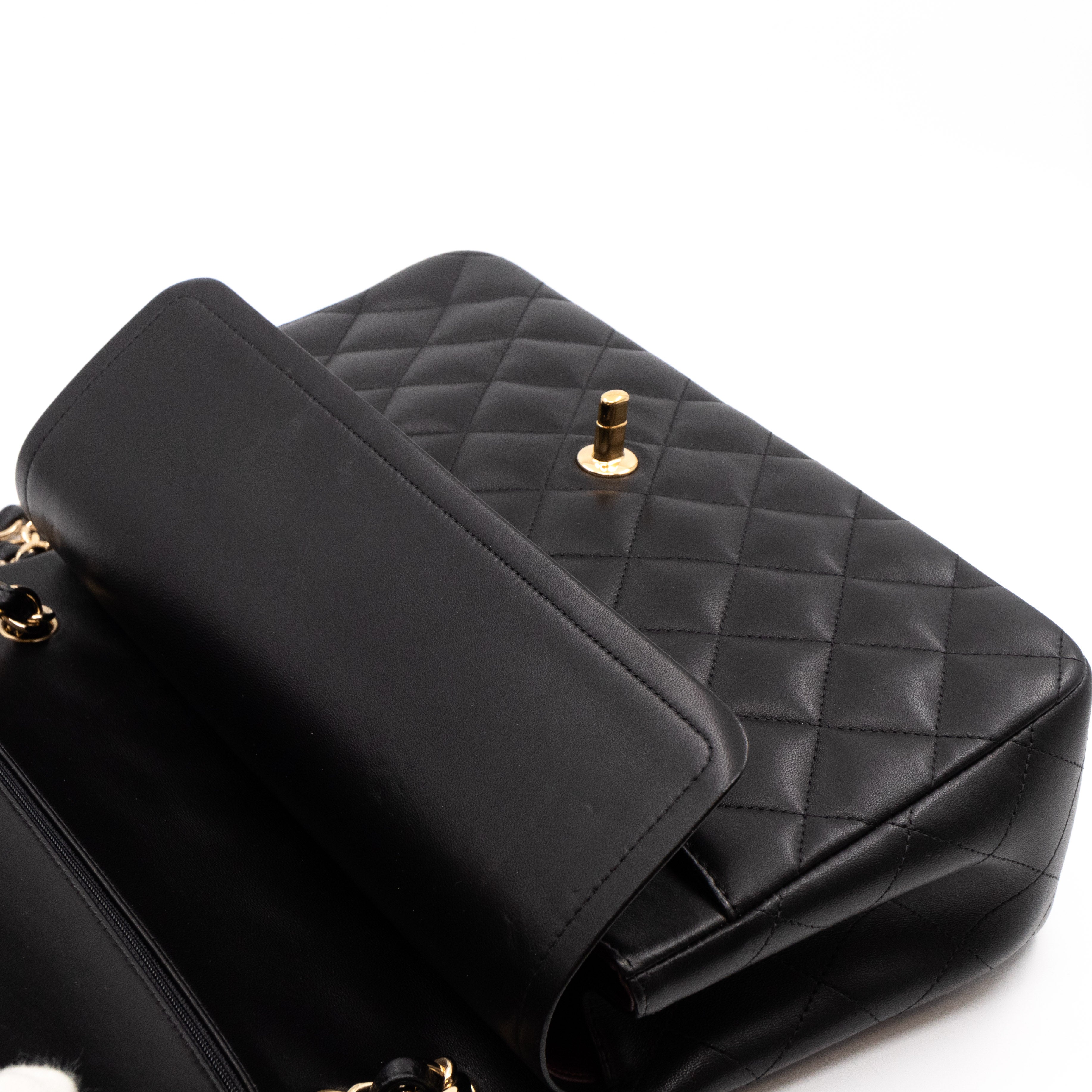 Classic Double Flap Jumbo Black Lambskin Gold