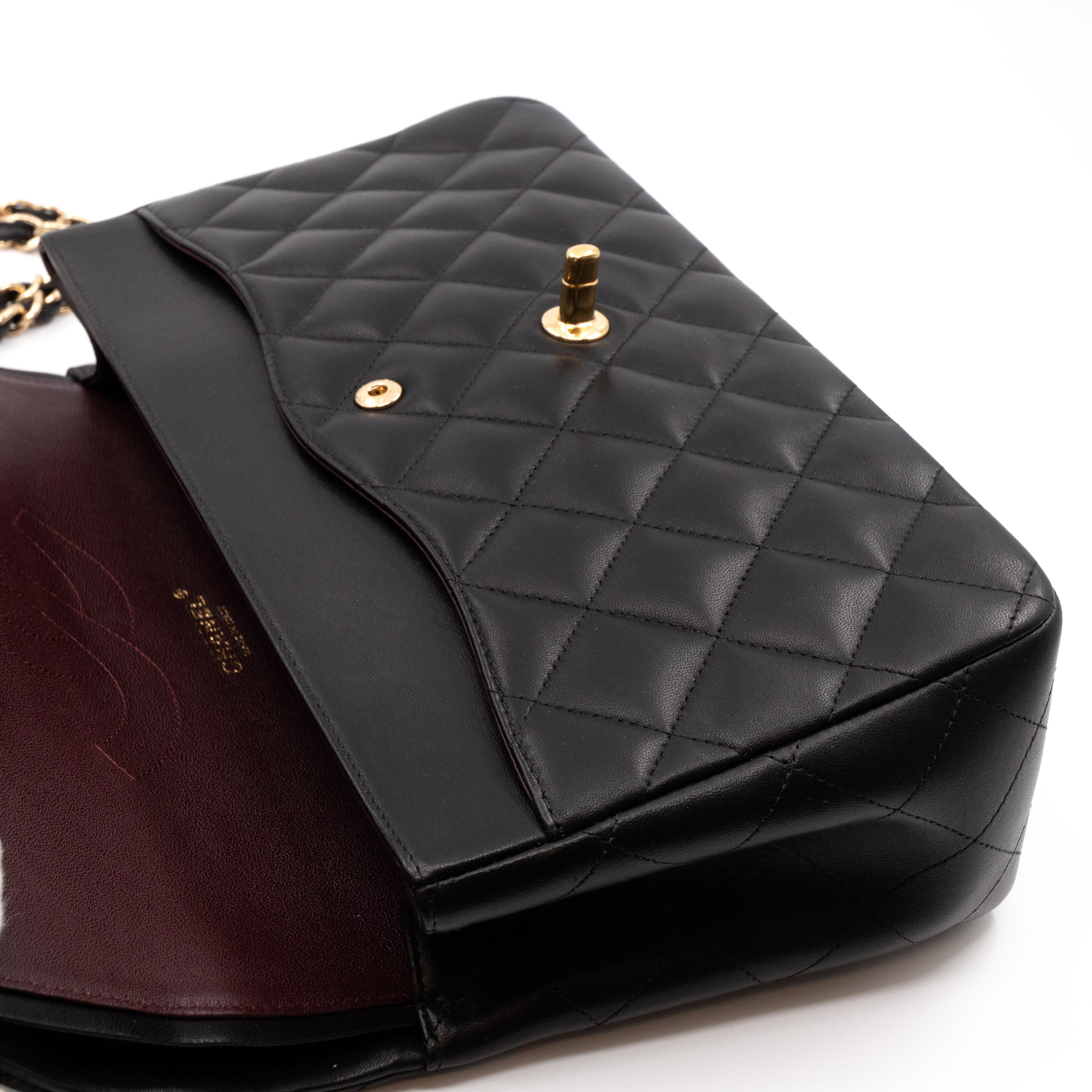 Classic Double Flap Jumbo Black Lambskin Gold