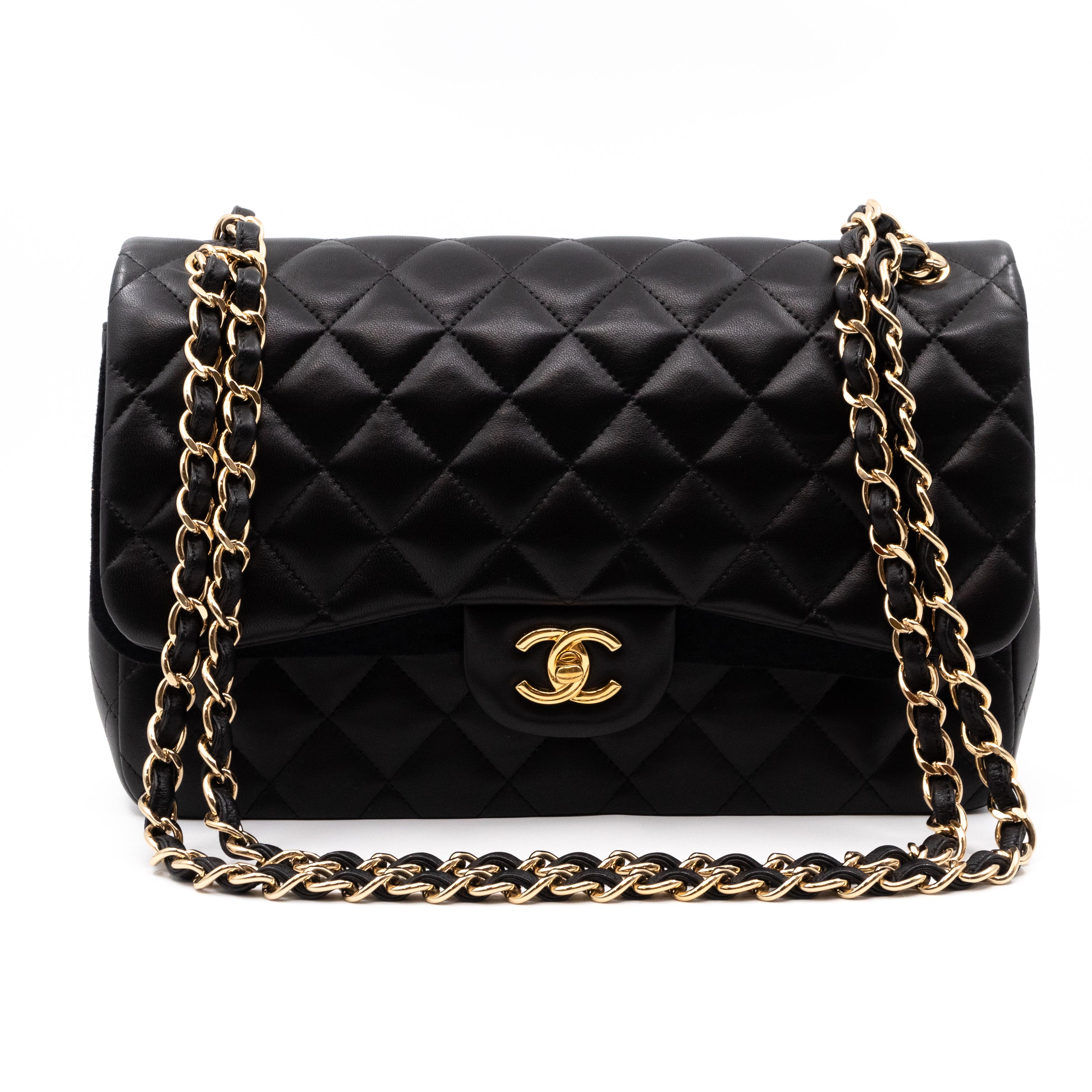 Classic Double Flap Jumbo Black Lambskin Gold
