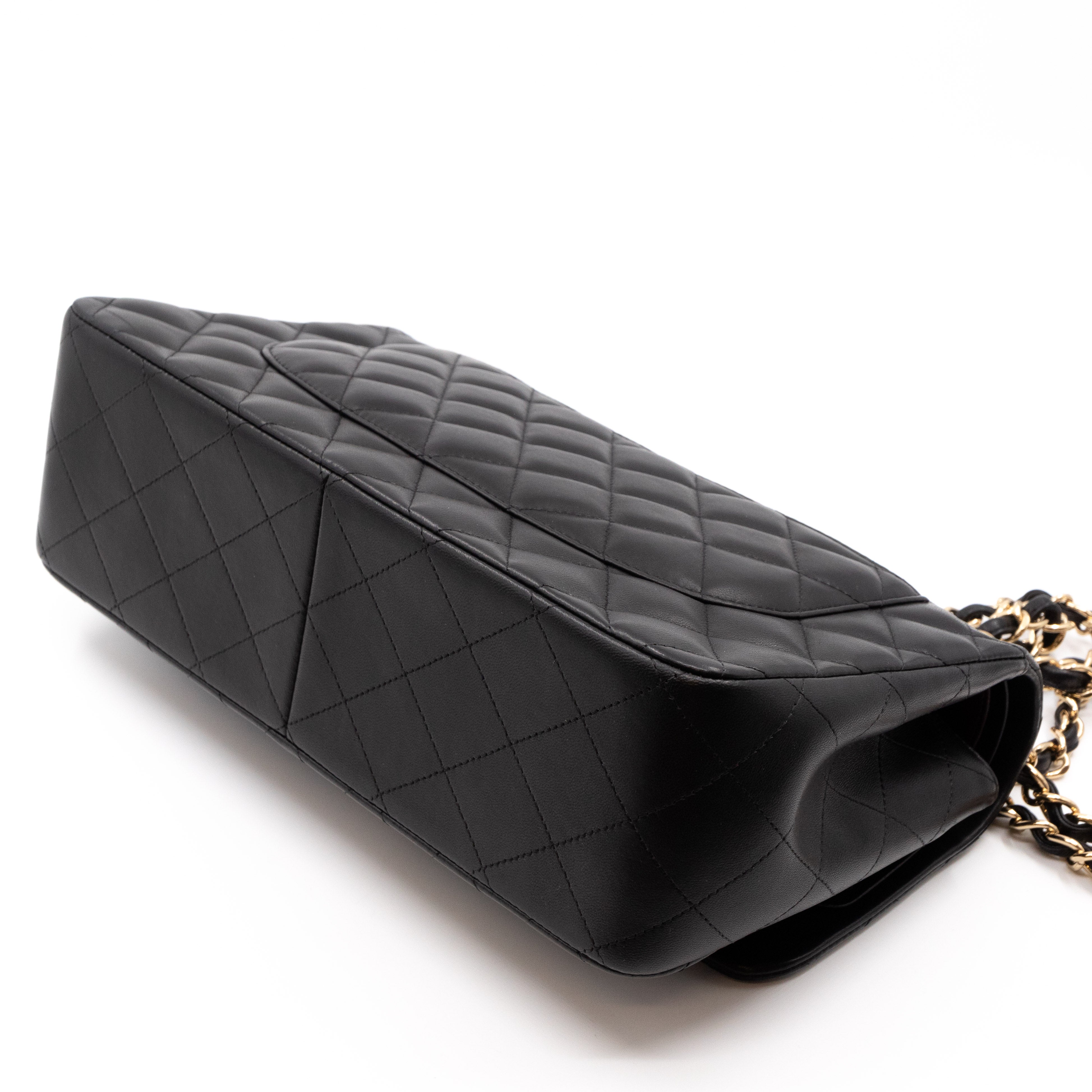 Classic Double Flap Jumbo Black Lambskin Gold