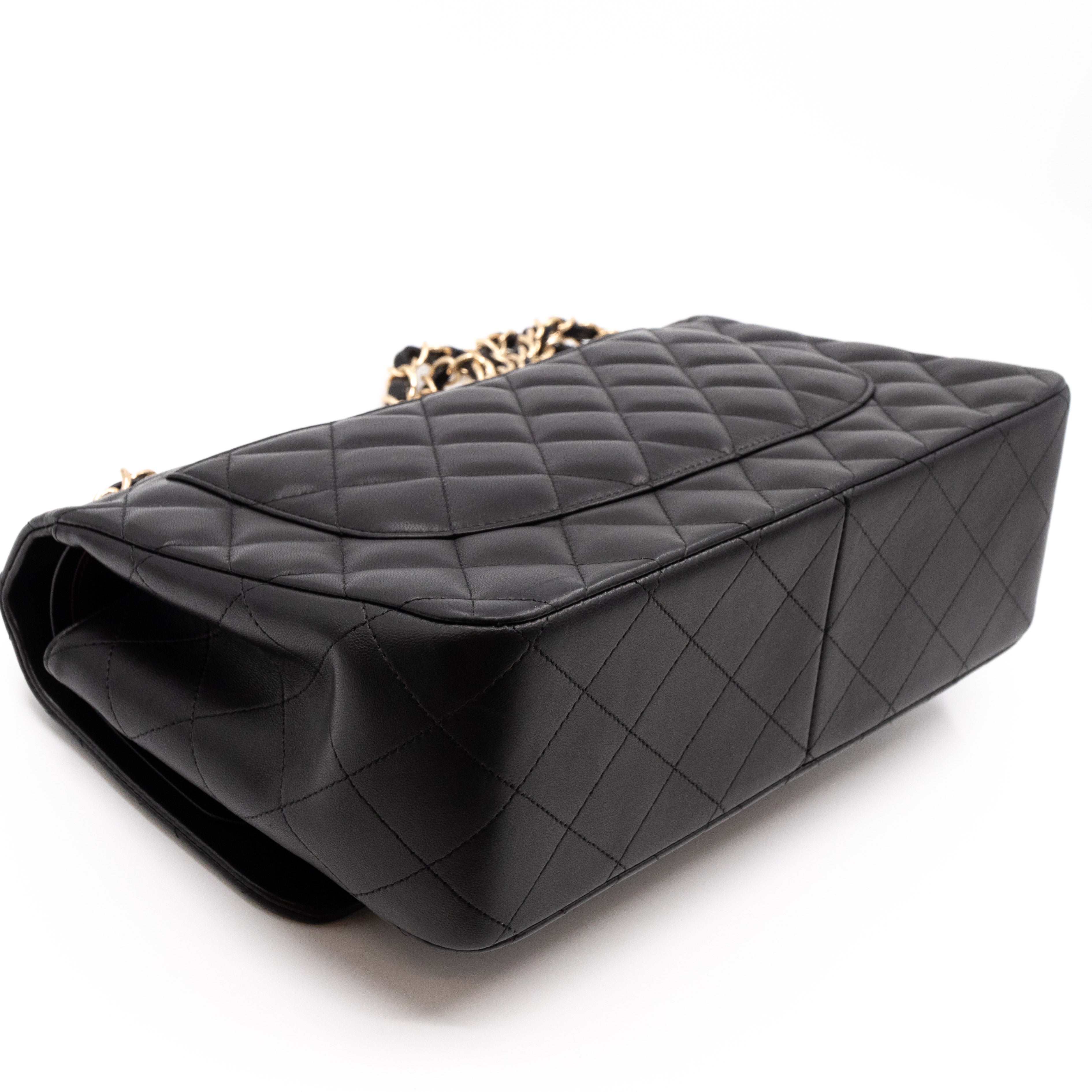 Classic Double Flap Jumbo Black Lambskin Gold