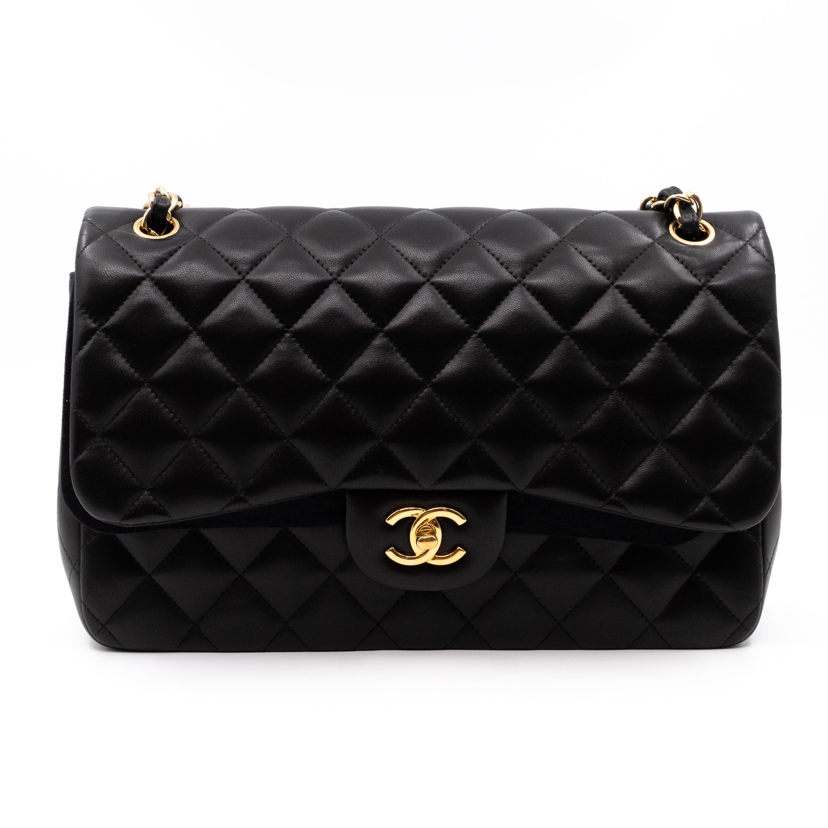 Classic Double Flap Jumbo Black Lambskin Gold