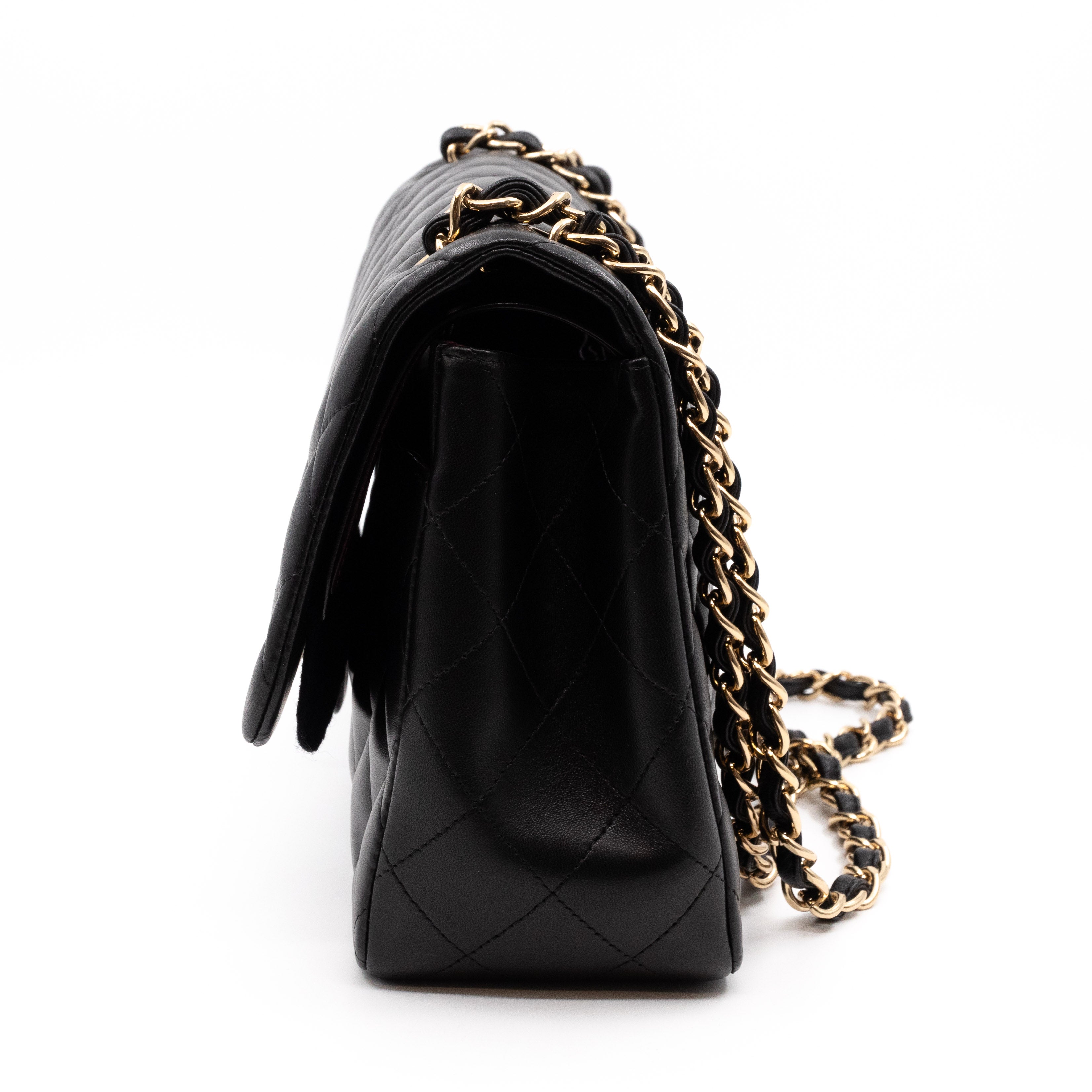 Classic Double Flap Jumbo Black Lambskin Gold