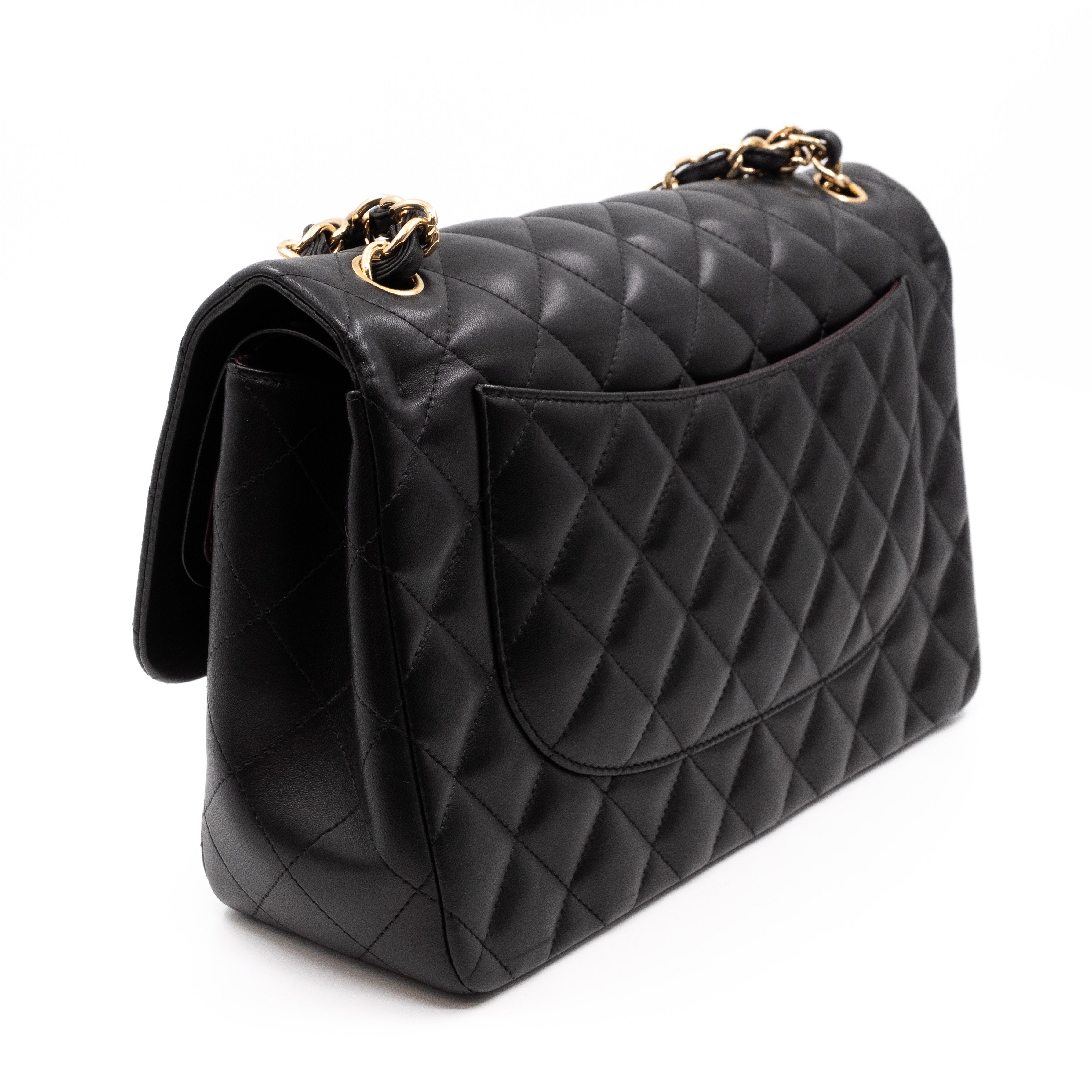 Classic Double Flap Jumbo Black Lambskin Gold