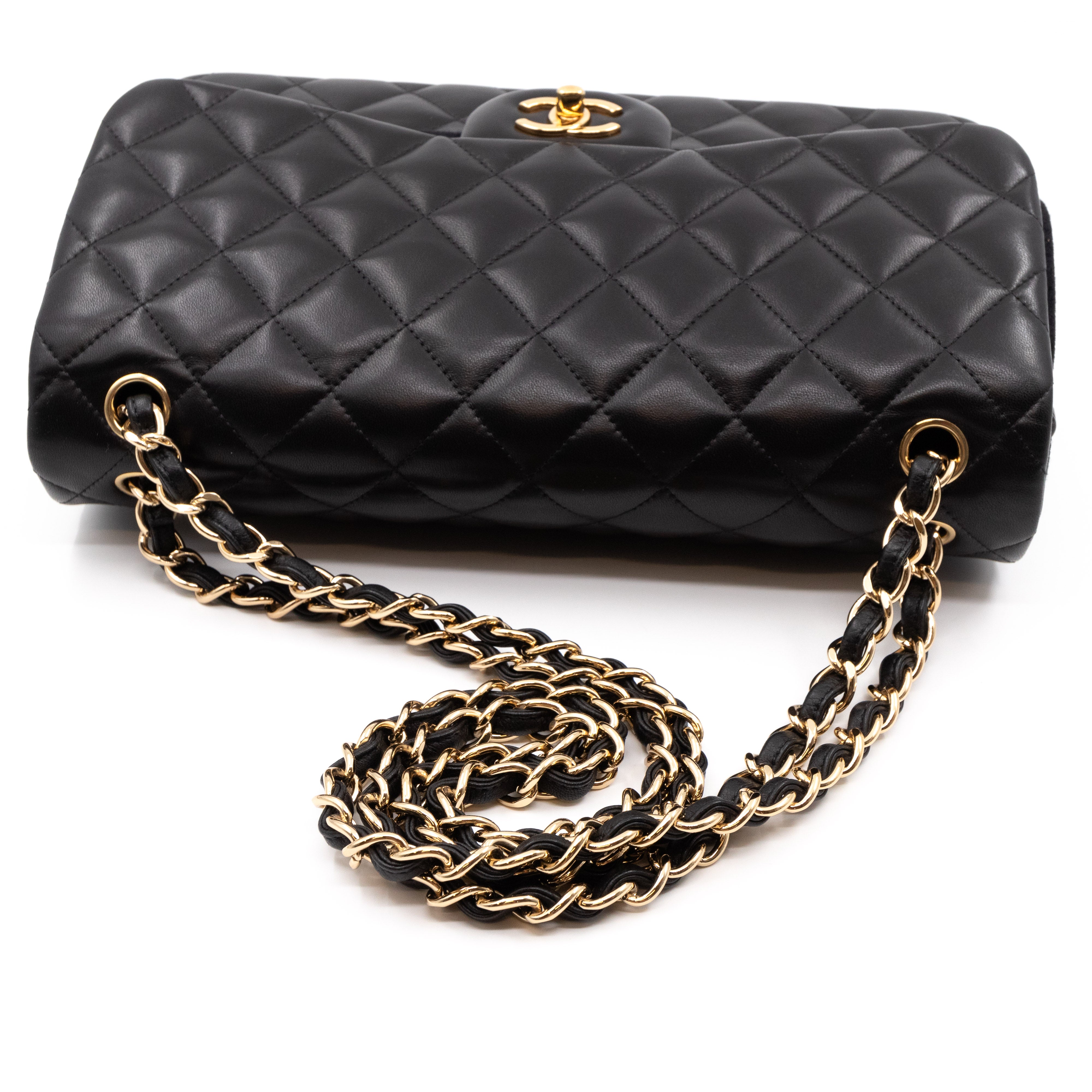 Classic Double Flap Jumbo Black Lambskin Gold