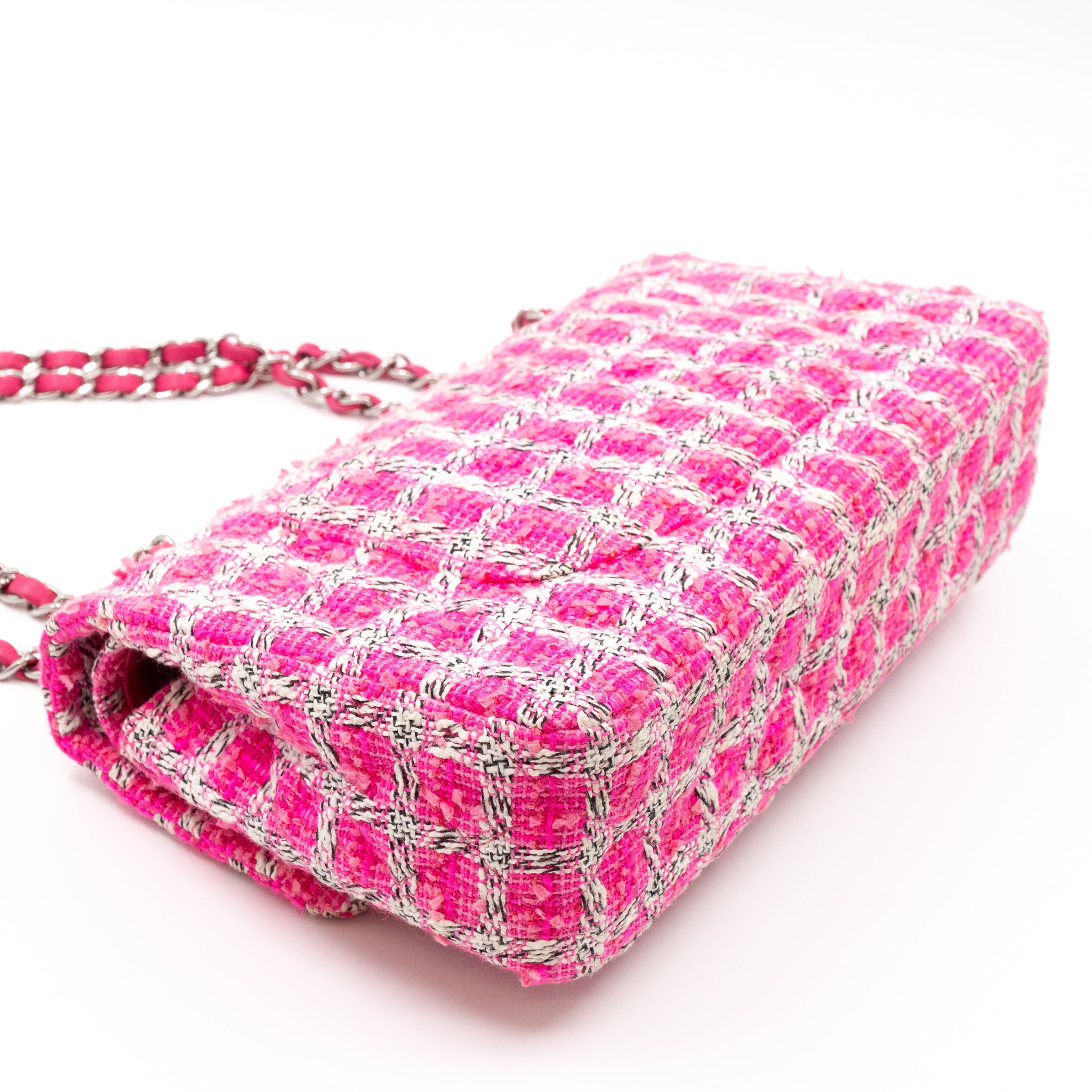 Classic Double Flap Bag Medium Tweed Pink