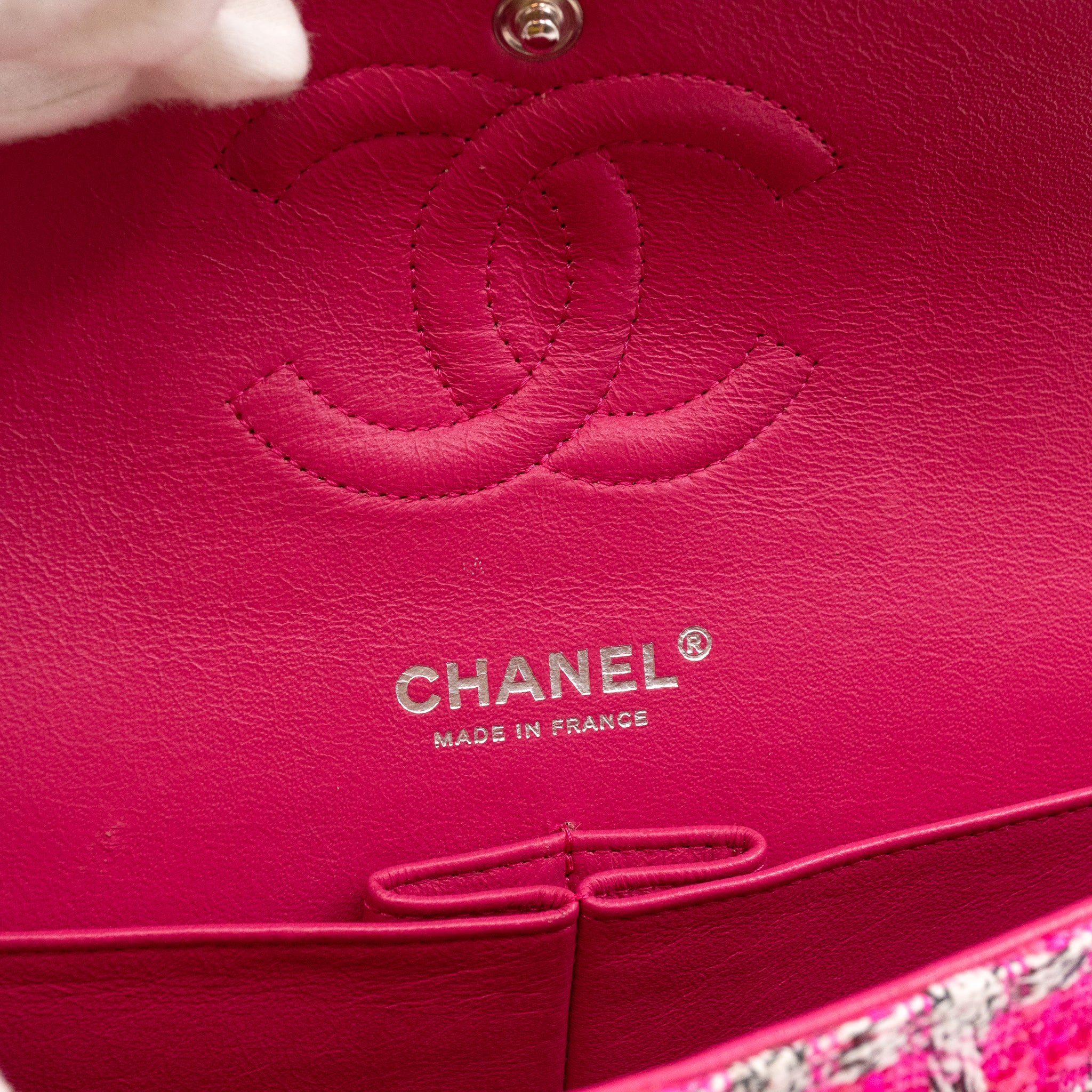 Classic Double Flap Bag Medium Tweed Pink