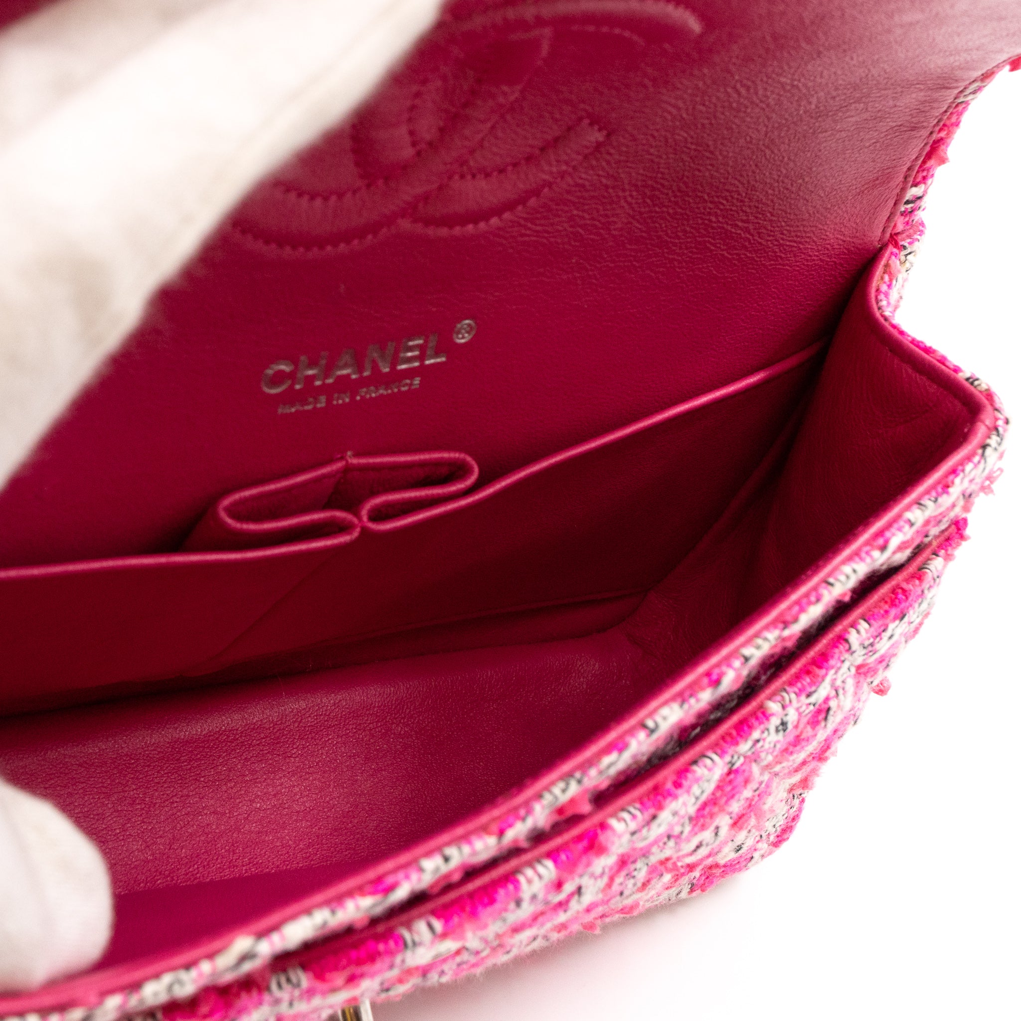 Classic Double Flap Bag Medium Tweed Pink