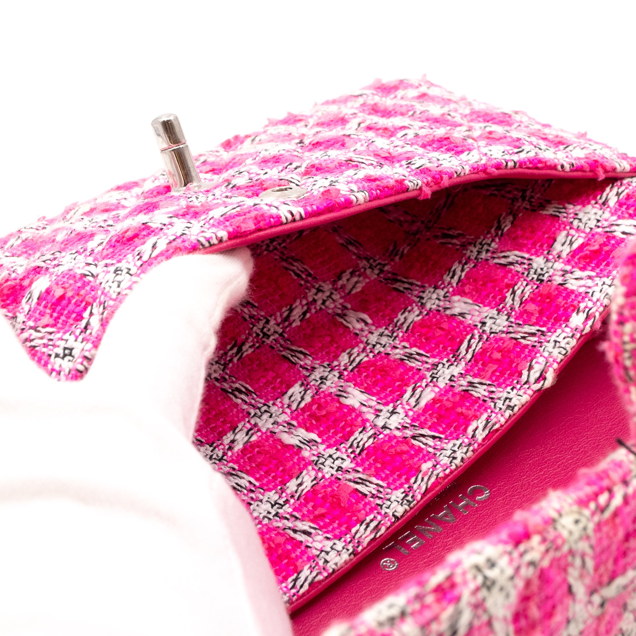 Classic Double Flap Bag Medium Tweed Pink