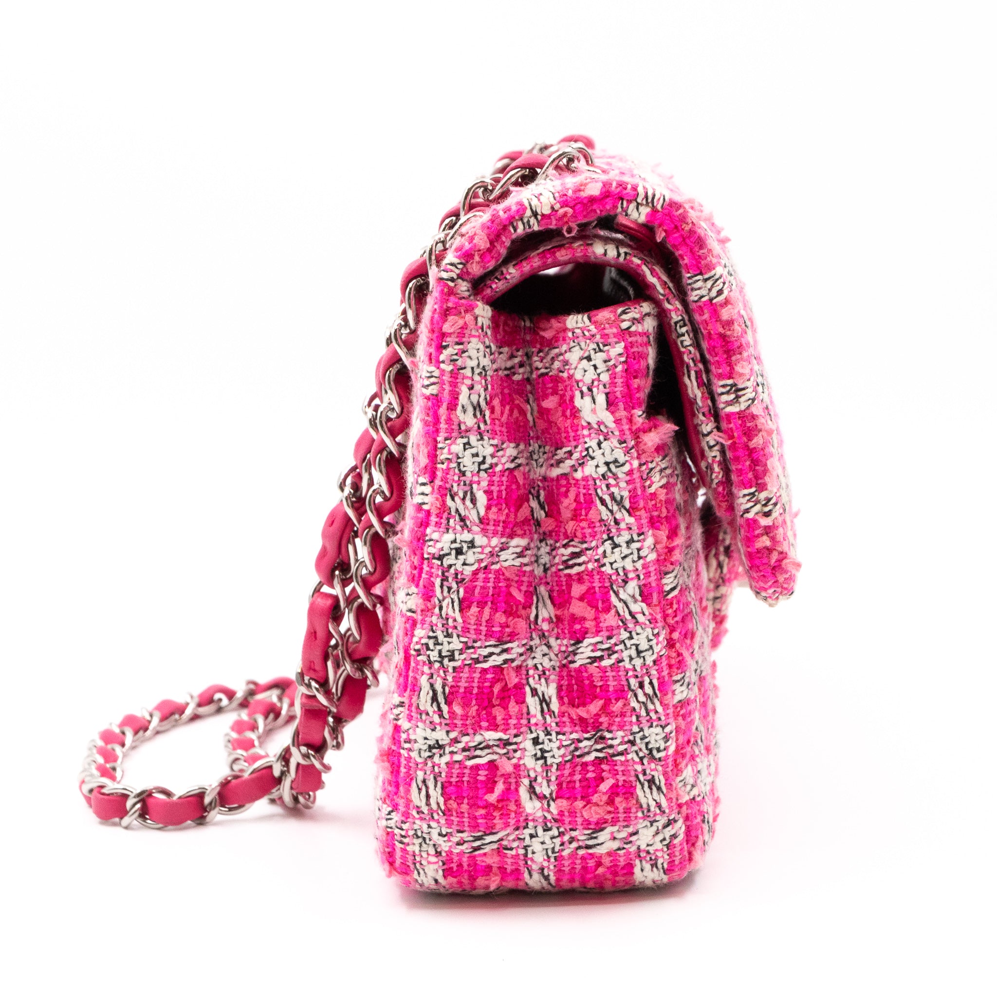 Classic Double Flap Bag Medium Tweed Pink