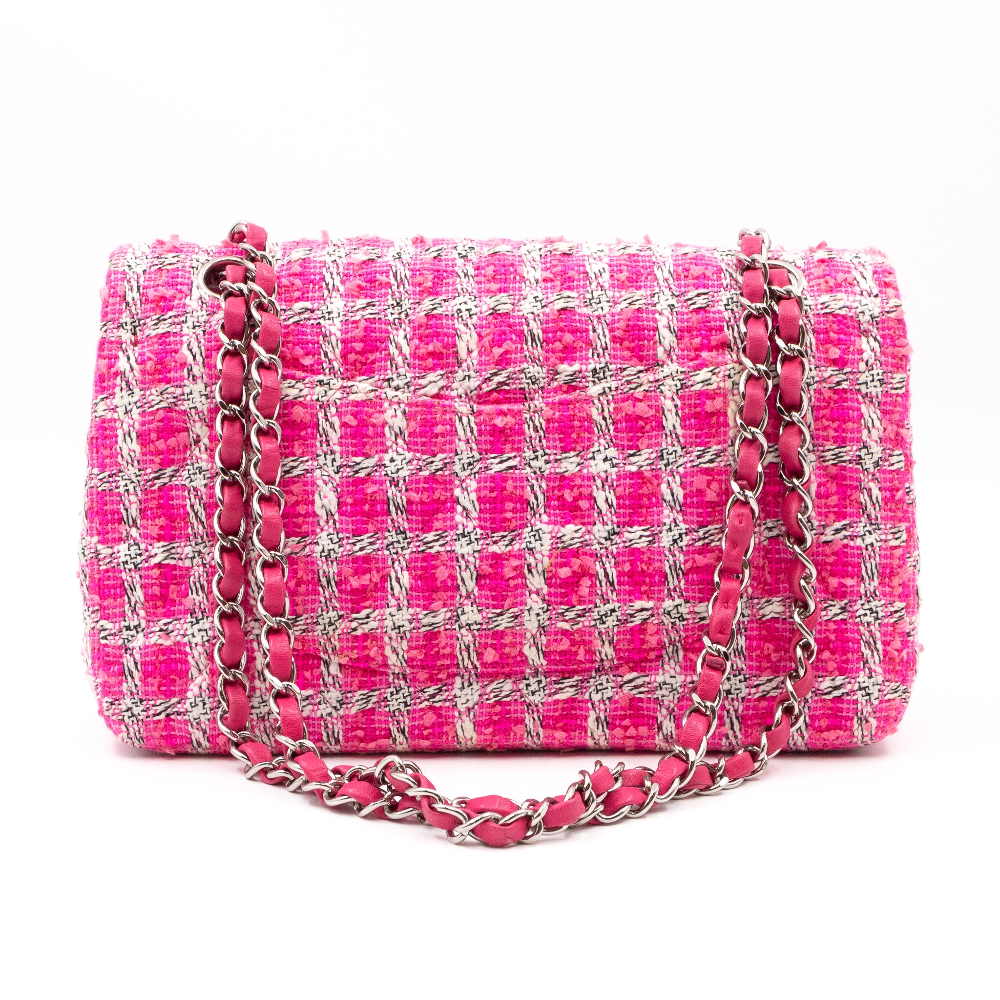 Classic Double Flap Bag Medium Tweed Pink