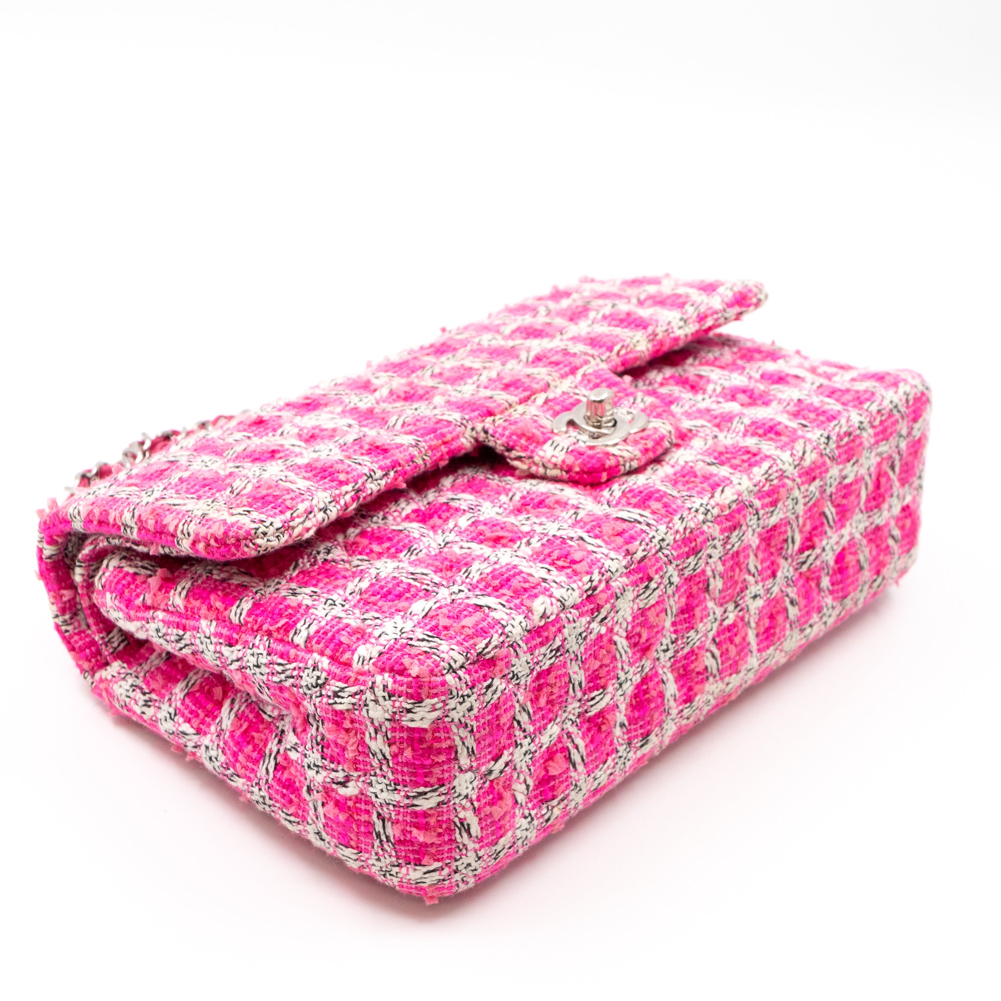 Classic Double Flap Bag Medium Tweed Pink