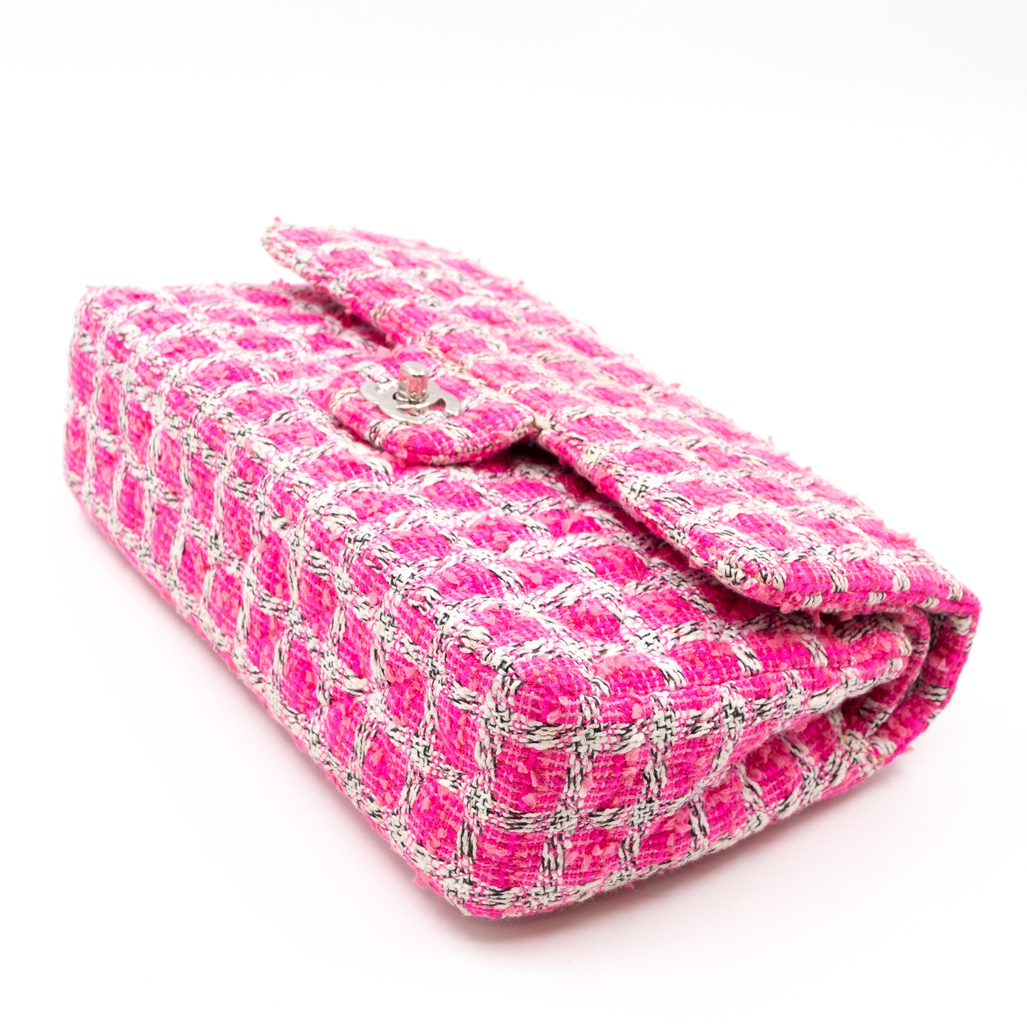 Classic Double Flap Bag Medium Tweed Pink