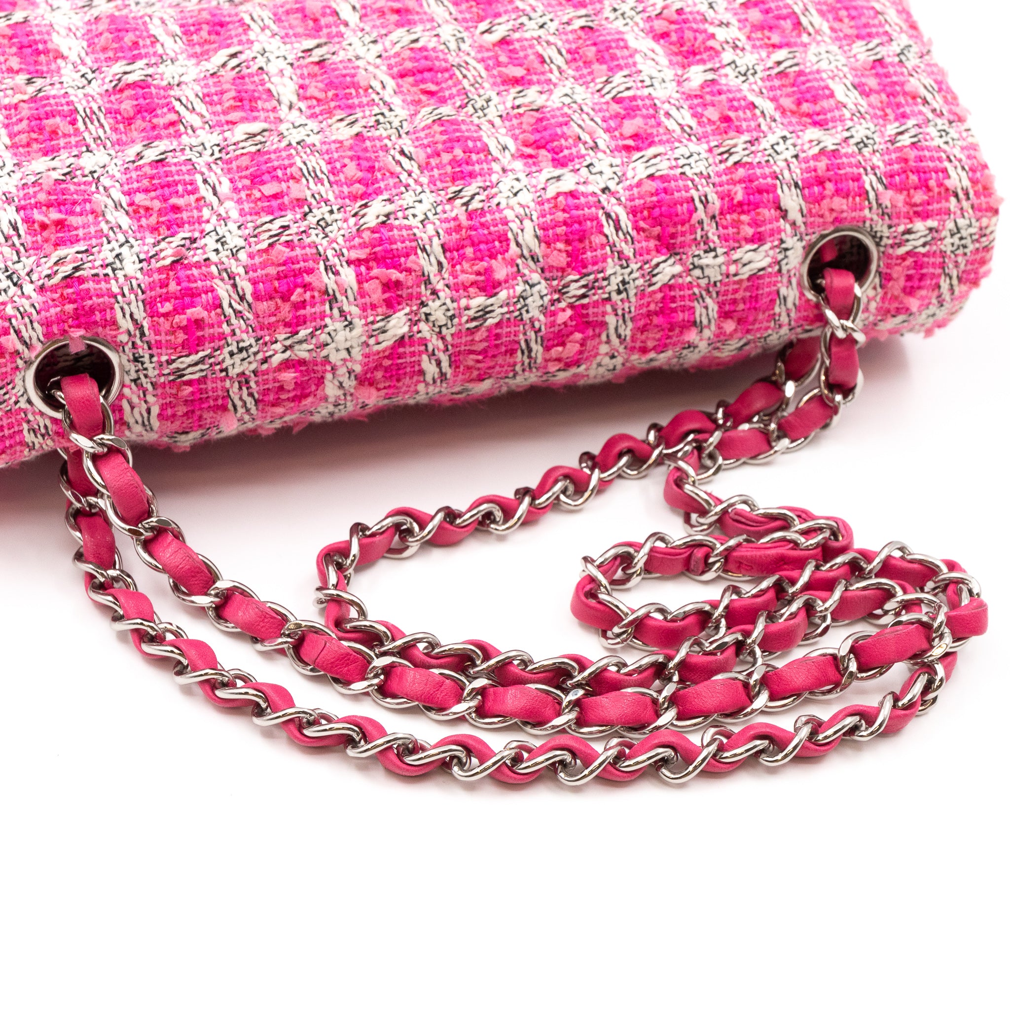 Classic Double Flap Bag Medium Tweed Pink