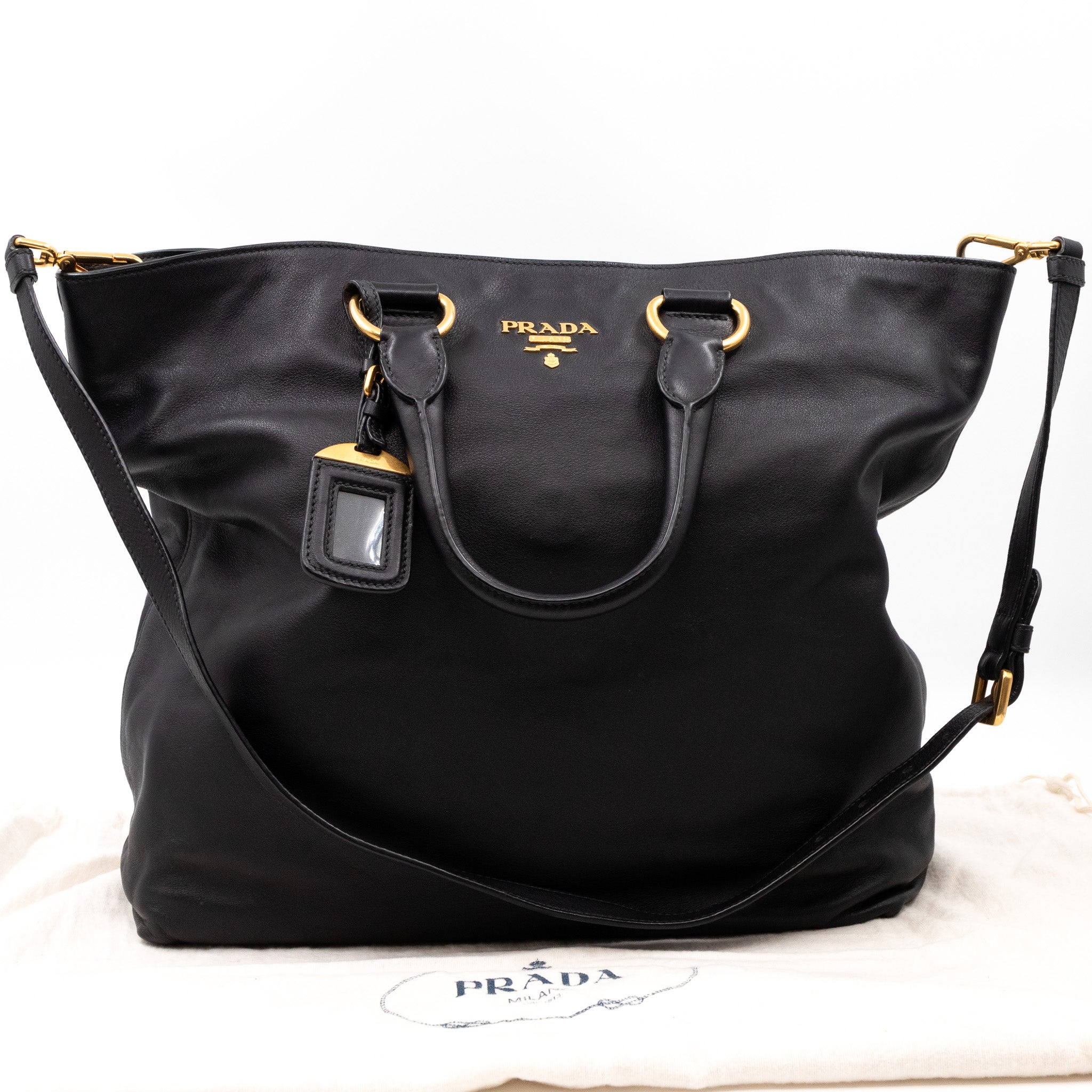 Large Shopping Tote Black Leather