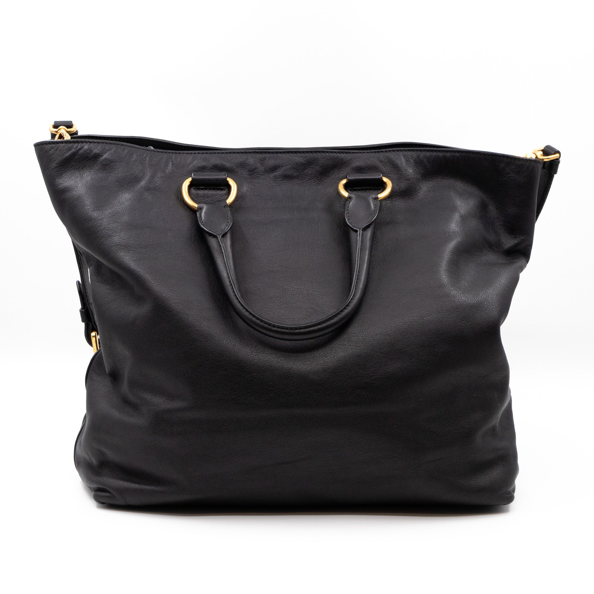 Large Shopping Tote Black Leather