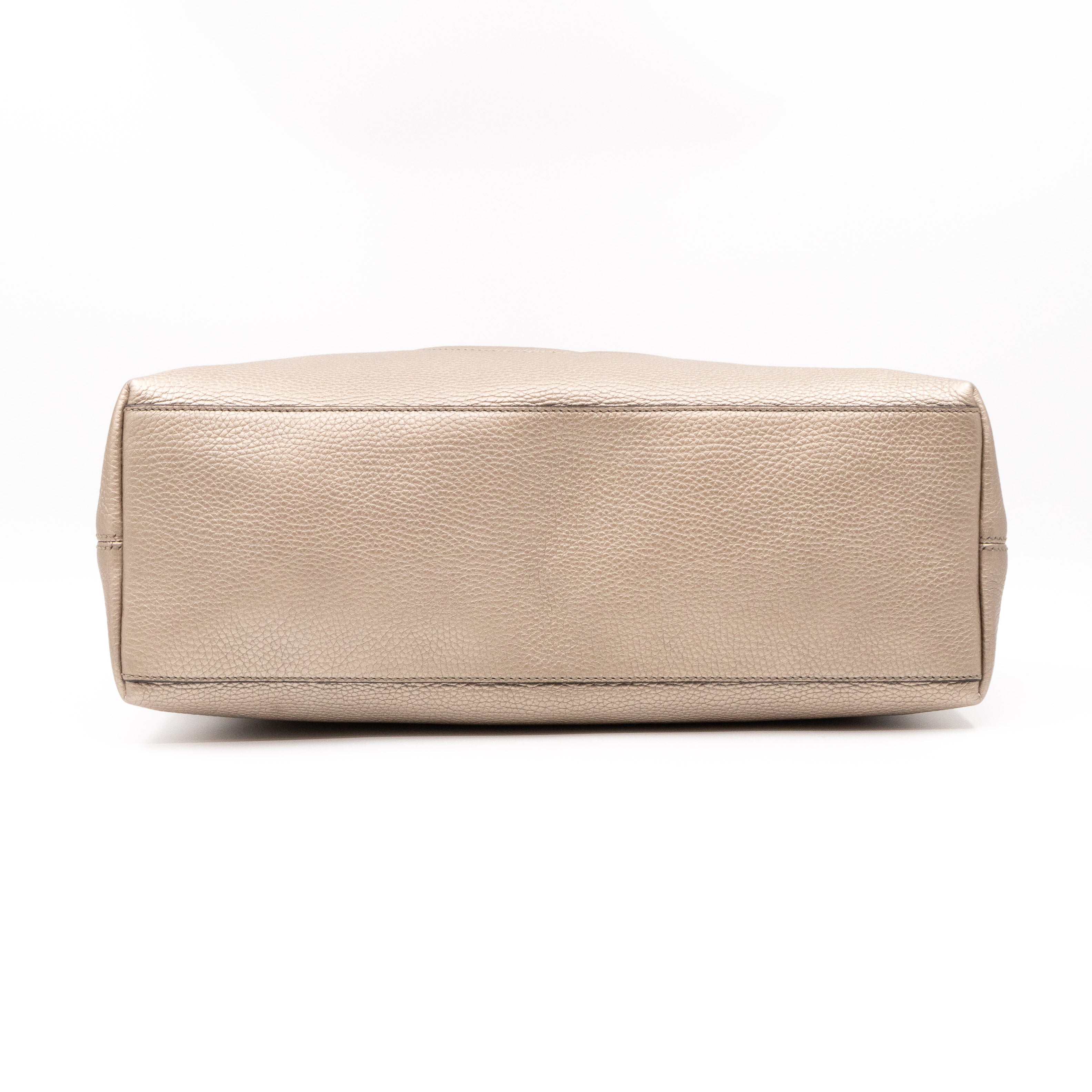 Soho Tassel Chain Tote Metallic Champagne Leather