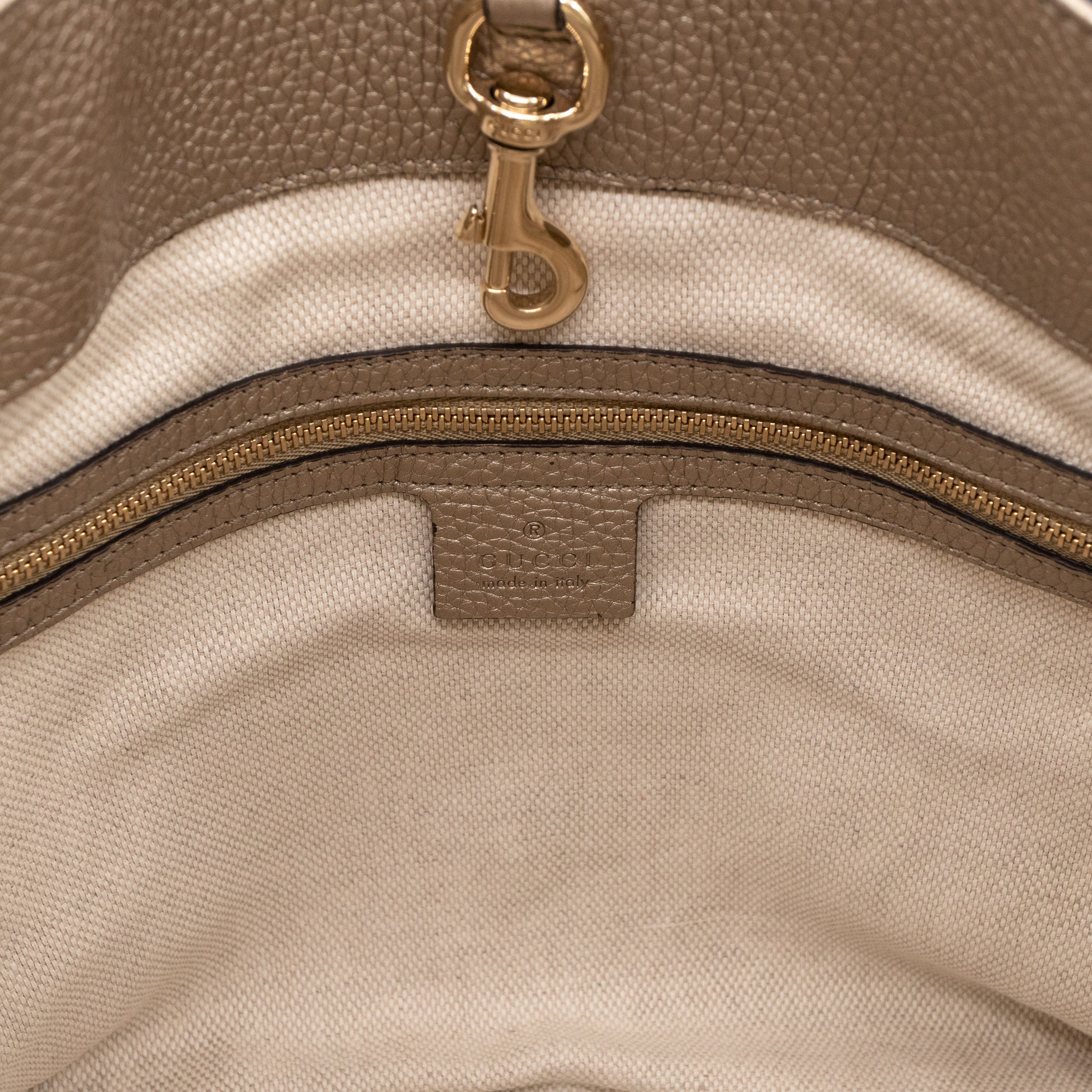 Soho Tassel Chain Tote Metallic Champagne Leather