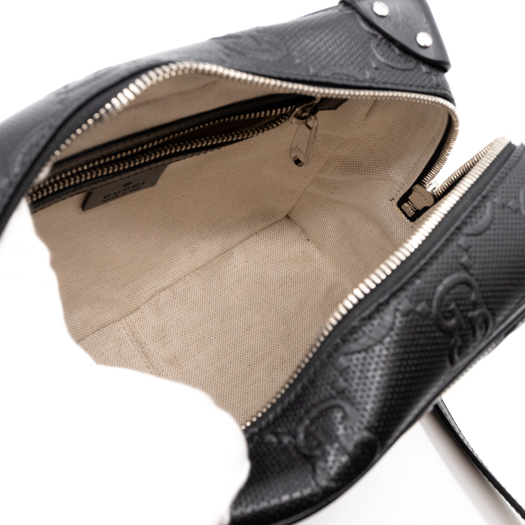 GG Embossed Trunk Bag Black Leather