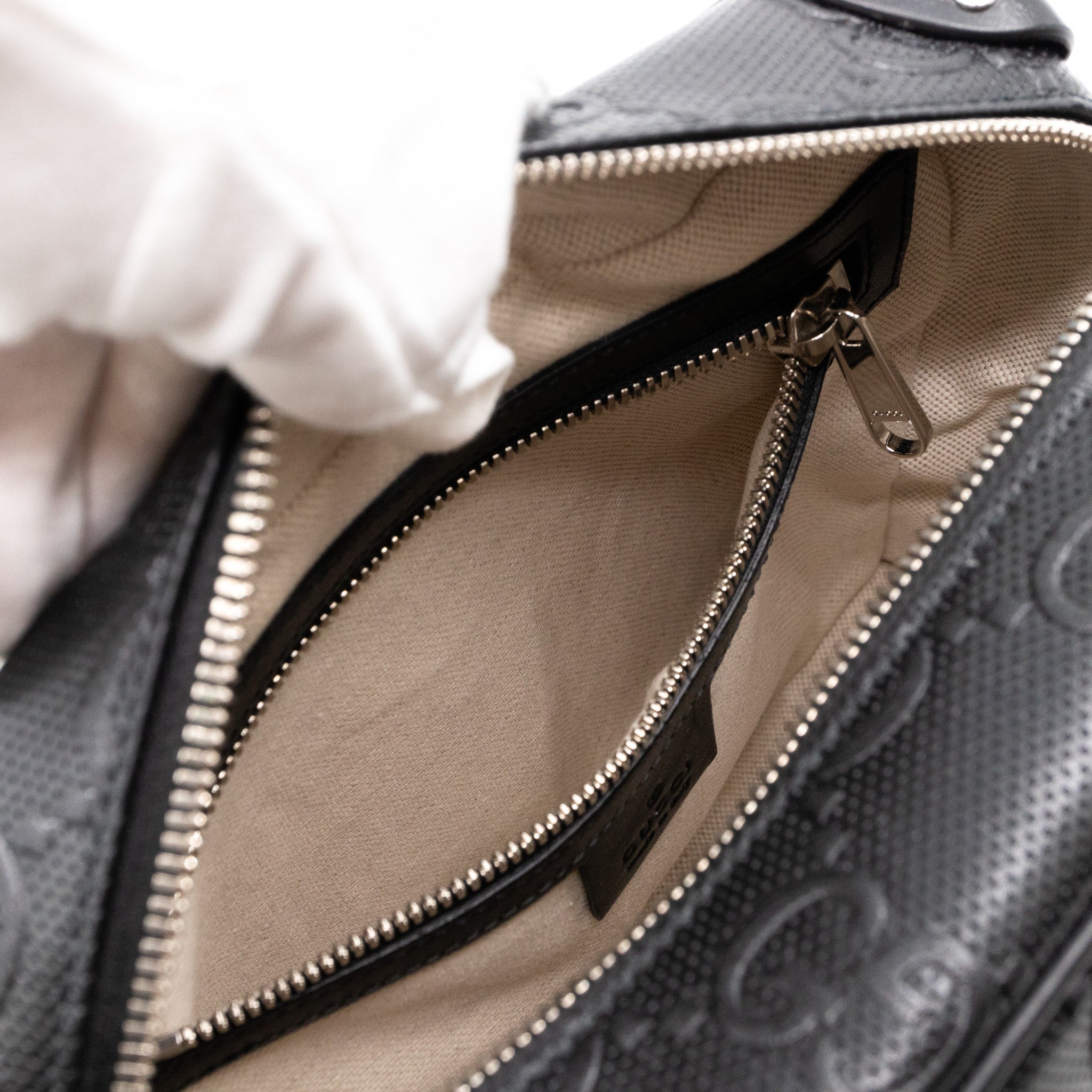 GG Embossed Trunk Bag Black Leather